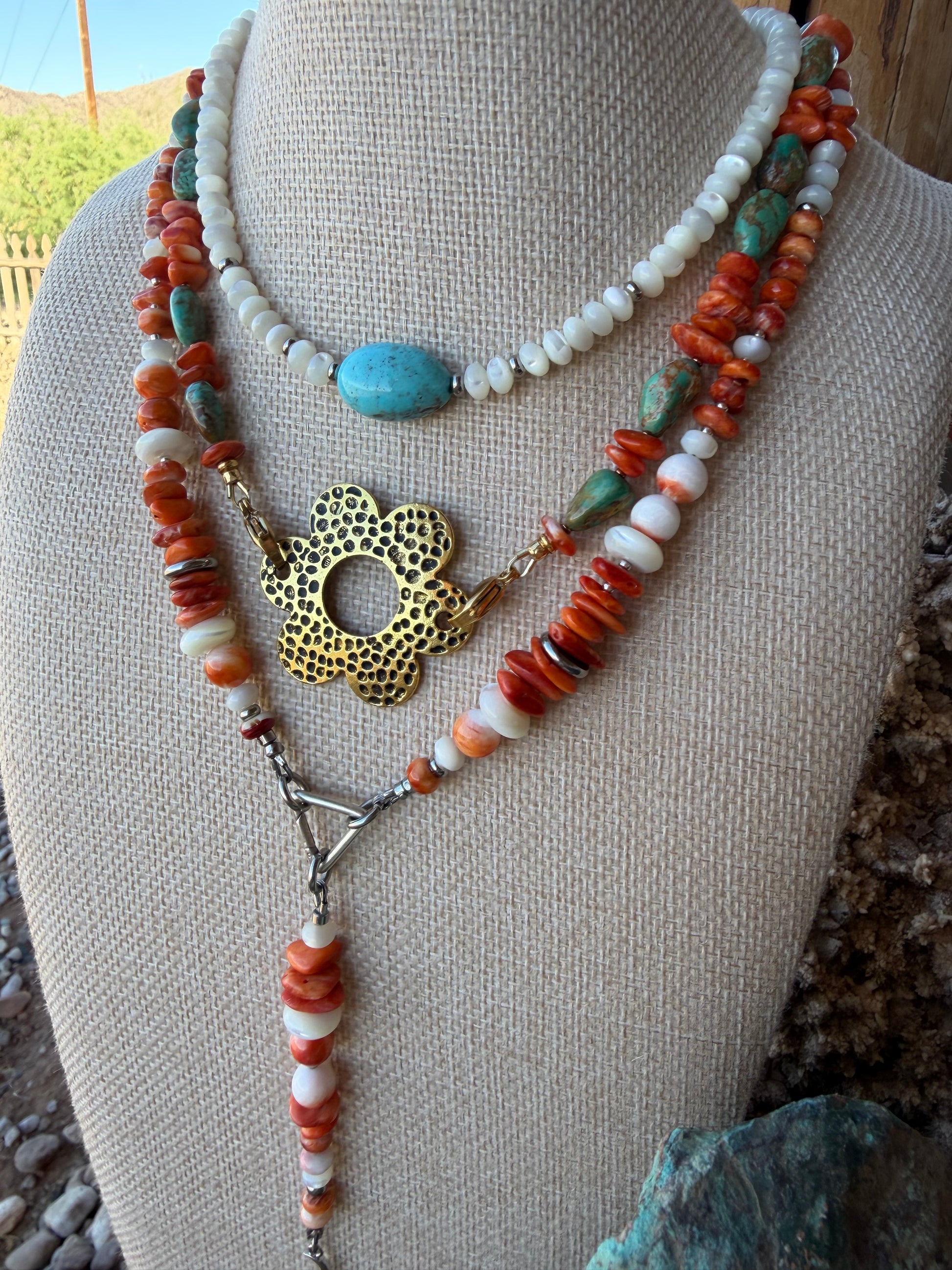 Baja Spiny Oyster & Mother of Pearl Necklace