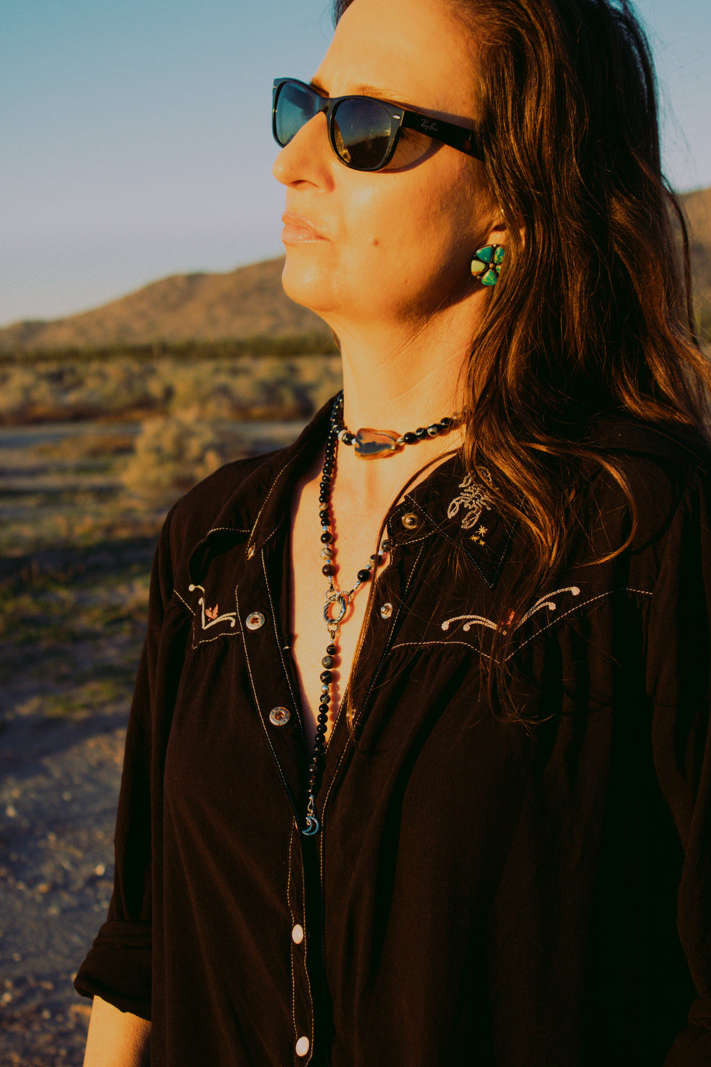 Black Botswana Agate Signature Wrap Necklace with Agate focal