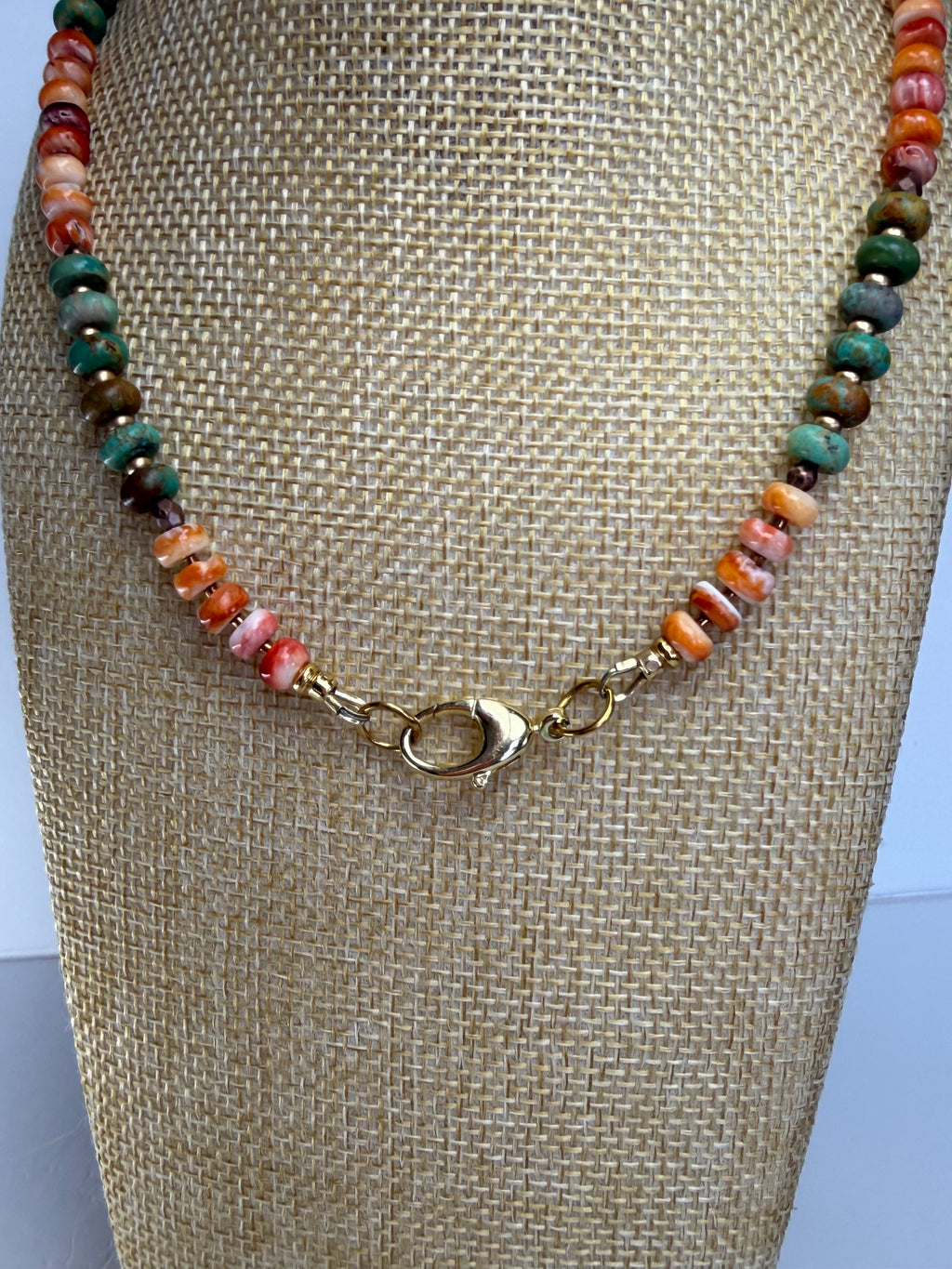 Kingman Turquoise & Spiny Oyster Necklace