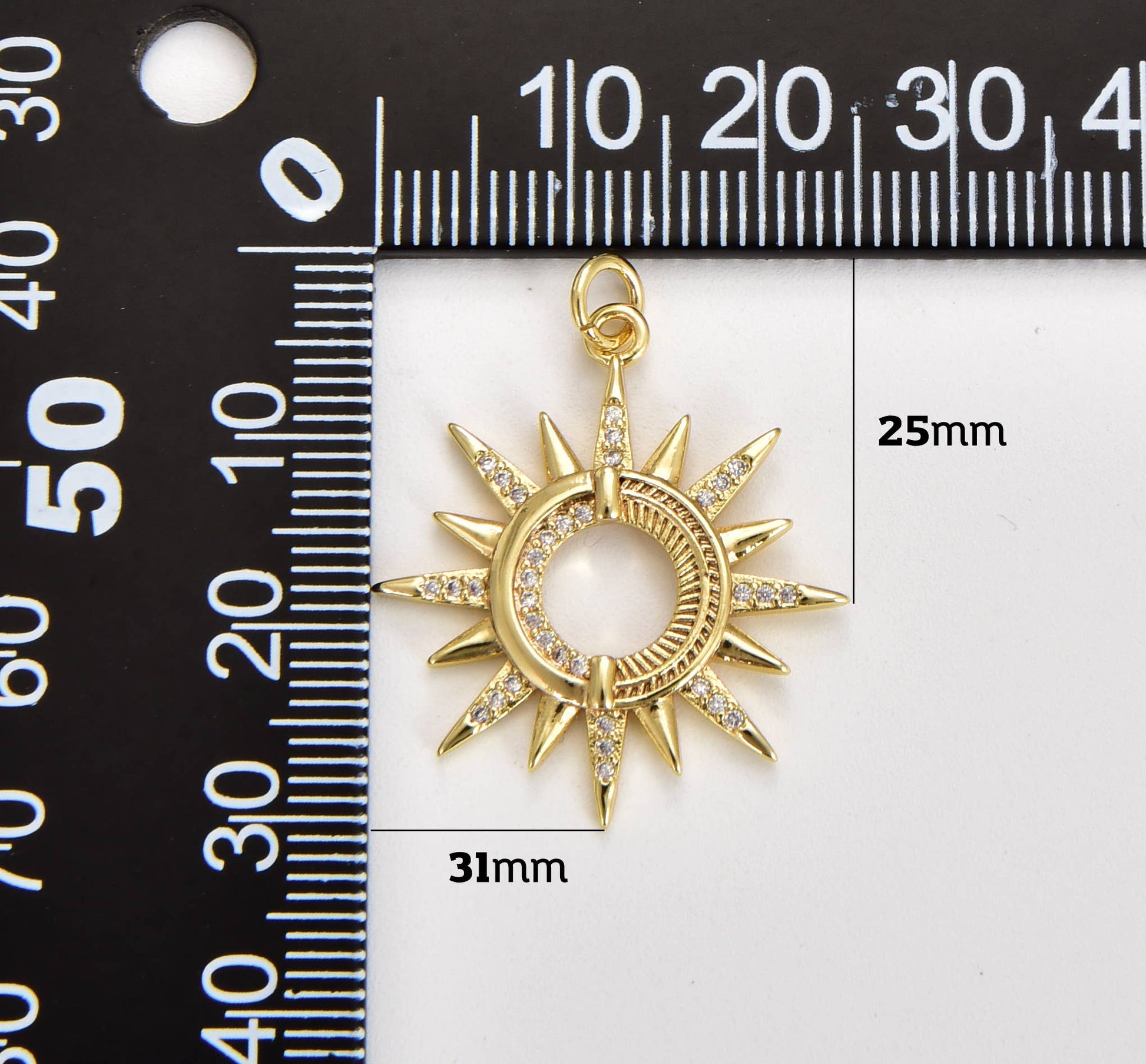 Gold Filled Micro Pave CZ Sun Burst Pendant Charm
