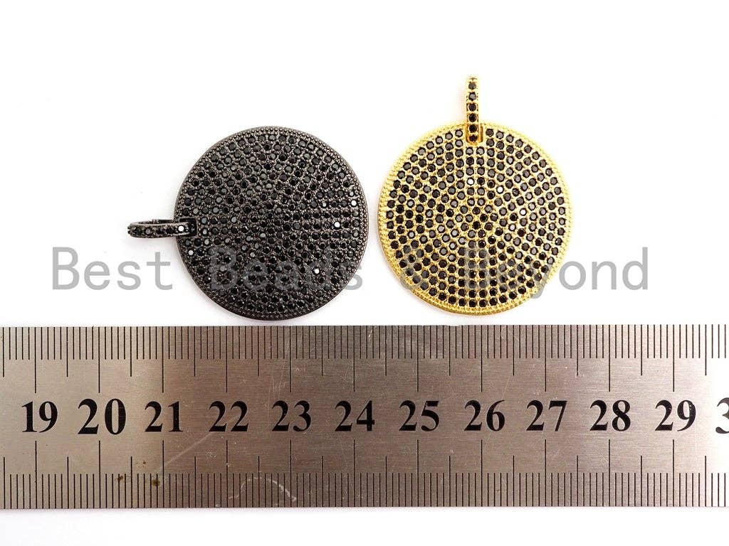 CZ Fully Micro Pave Large Disc Charm / Pendant