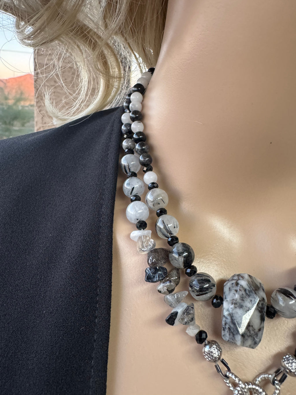 Tourmalinated Quartz, Black Tourmaline & Dendritic Agate