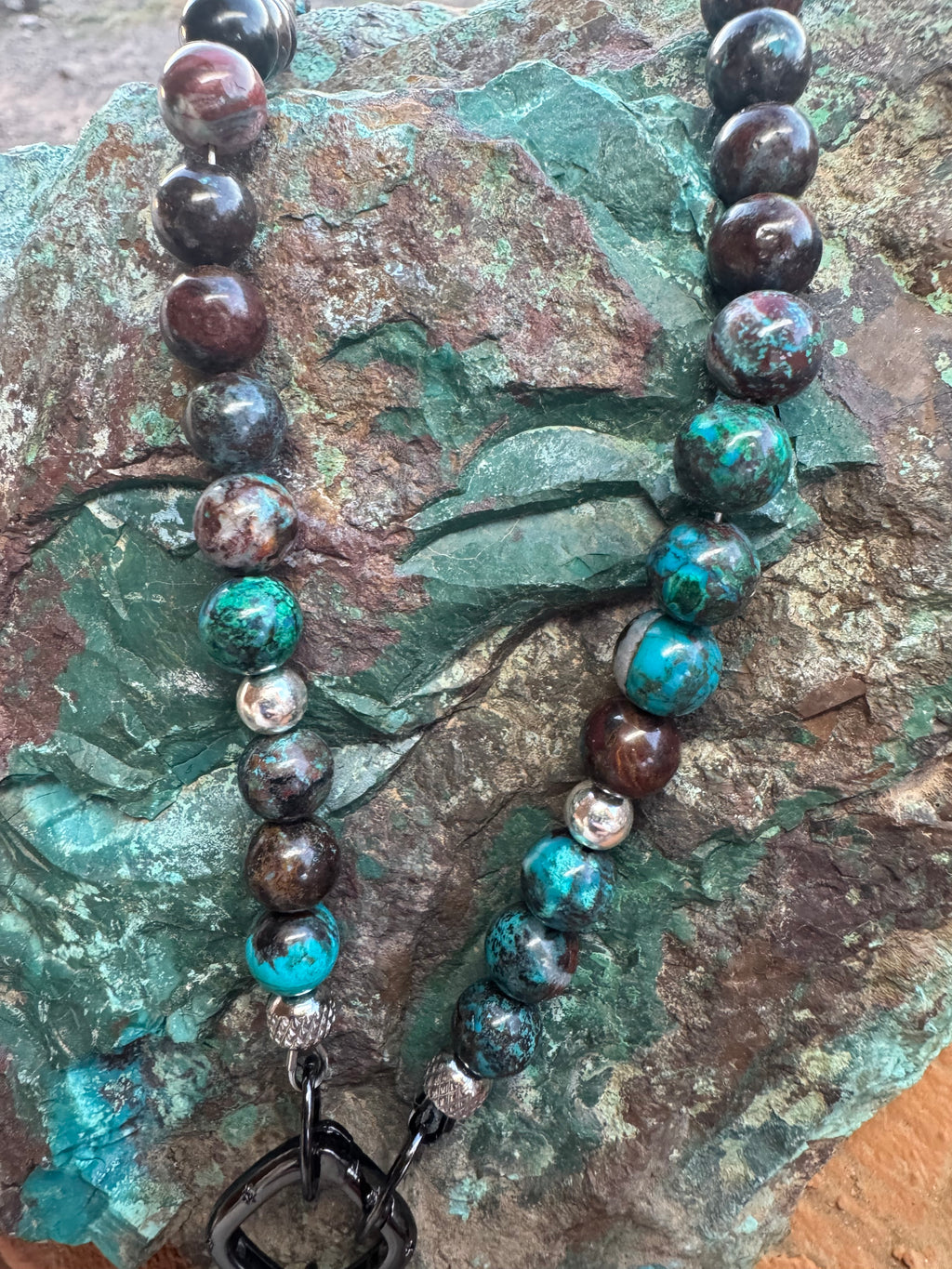 Natural Chrysocolla, Cuprite & Malachite Necklace