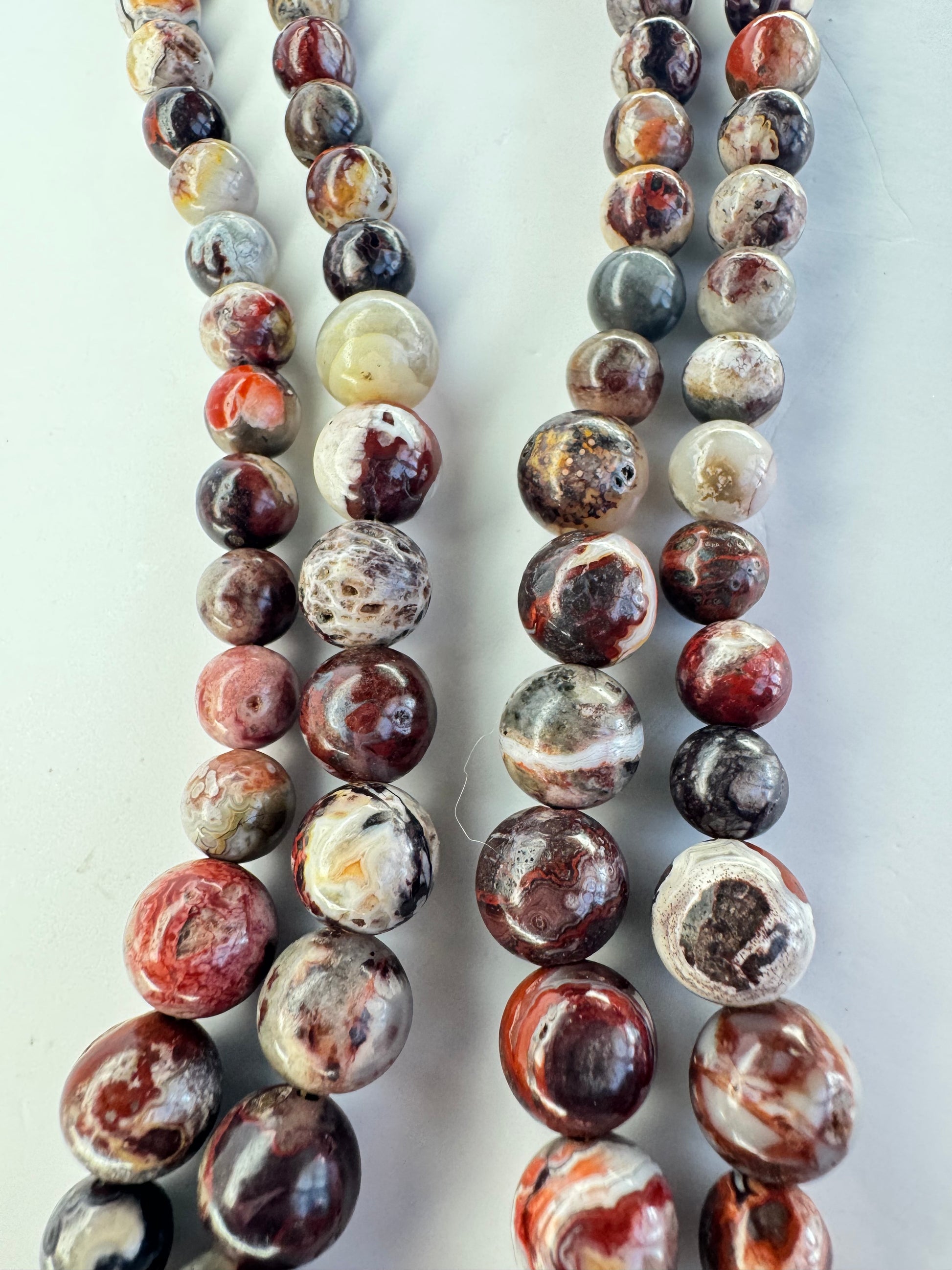 Red Mexican Crazy Lace Agate Necklace with Gold-Plated Heart Clasp