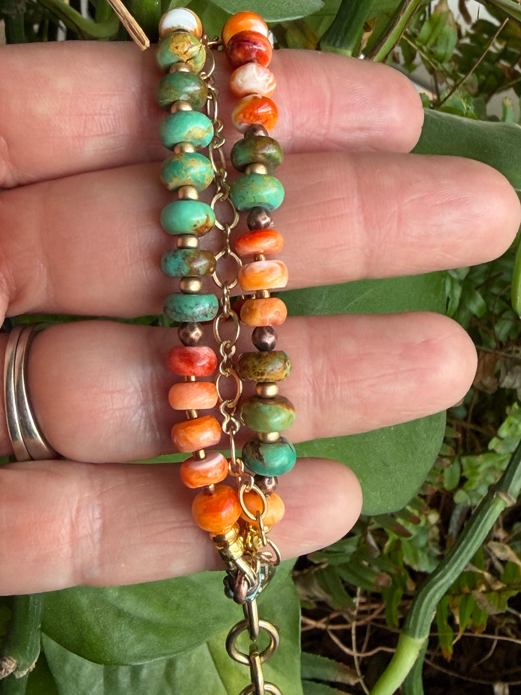 Kingman Turquoise & Spiny Oyster Bracelet