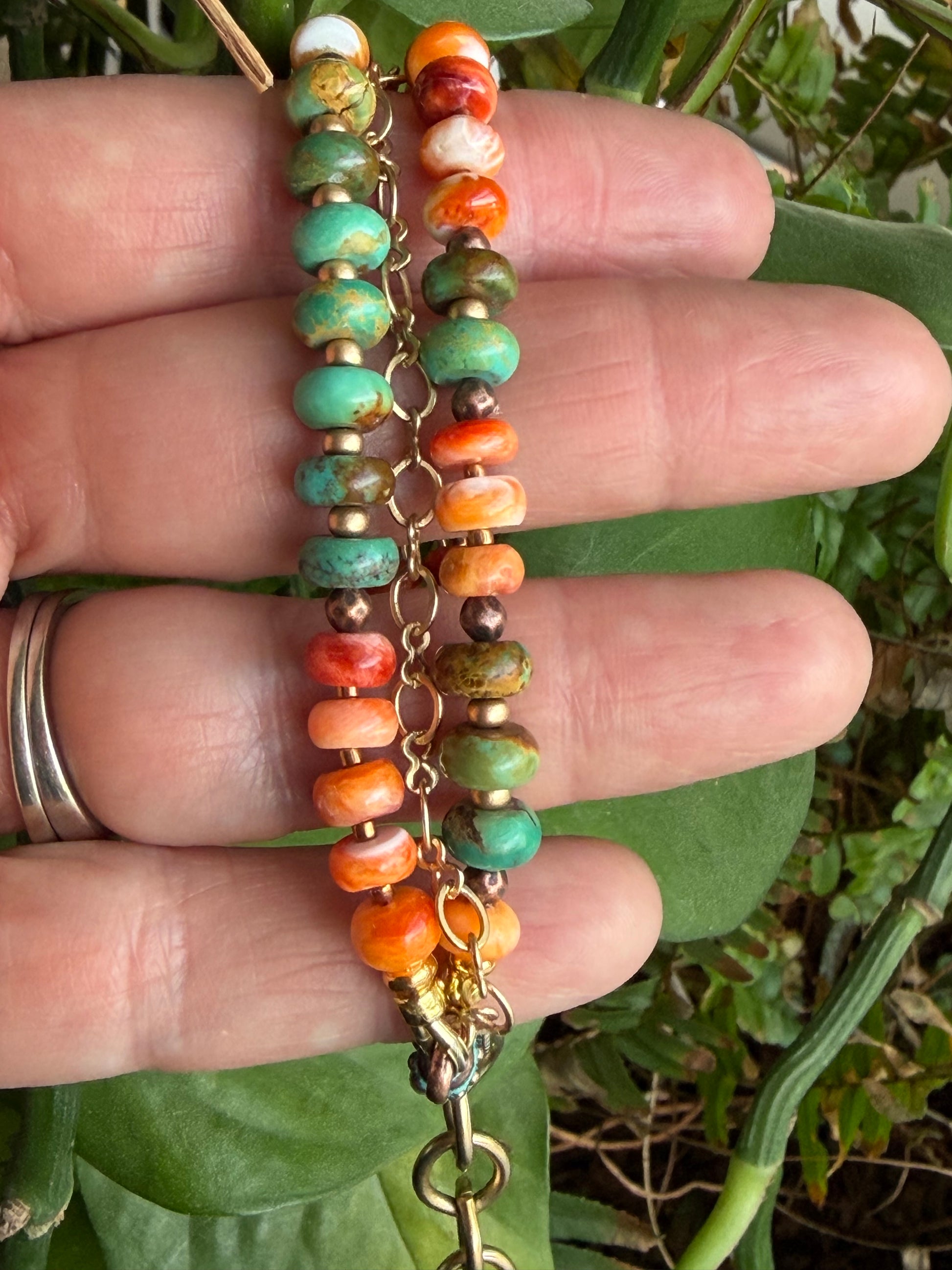 Kingman Turquoise & Spiny Oyster Bracelet