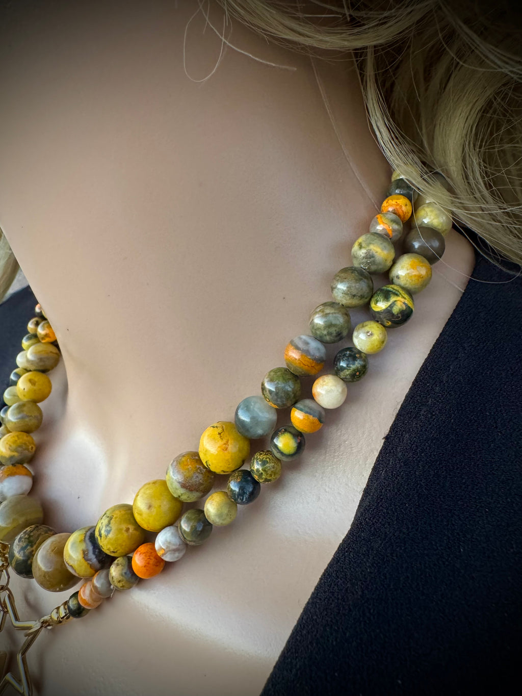 COLLECTIBLE! Bumblebee Jasper Wrap Lariat Necklace
