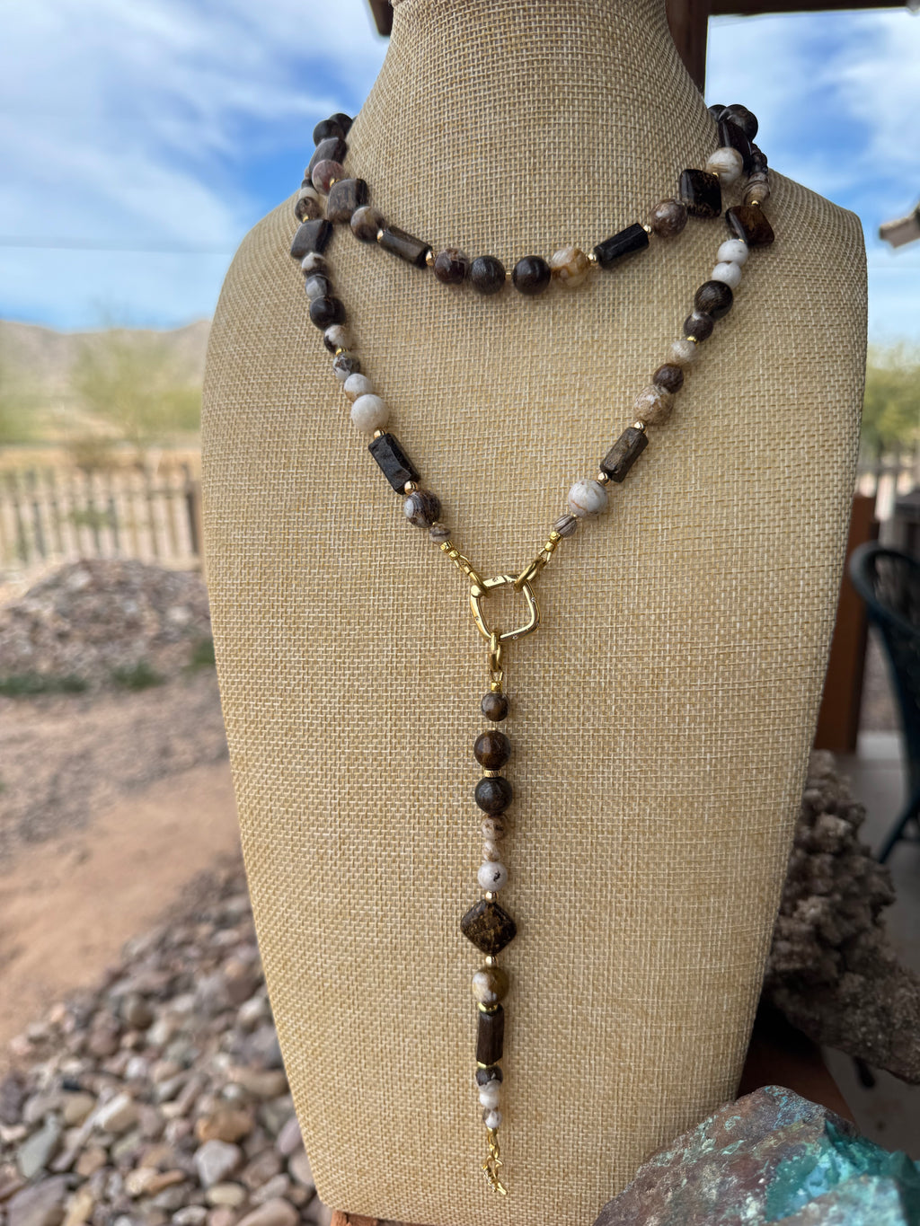 Coffee Jasper + Bronzite Signature Wrap Necklace