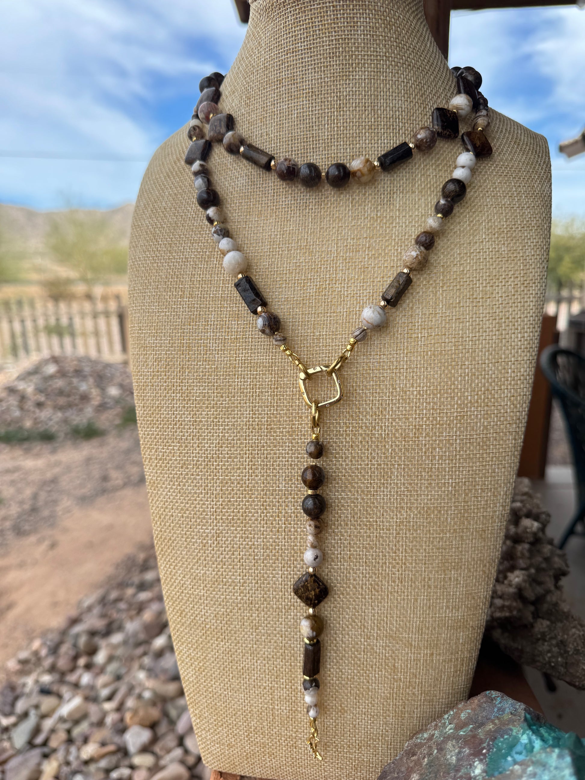 Coffee Jasper + Bronzite Signature Wrap Necklace