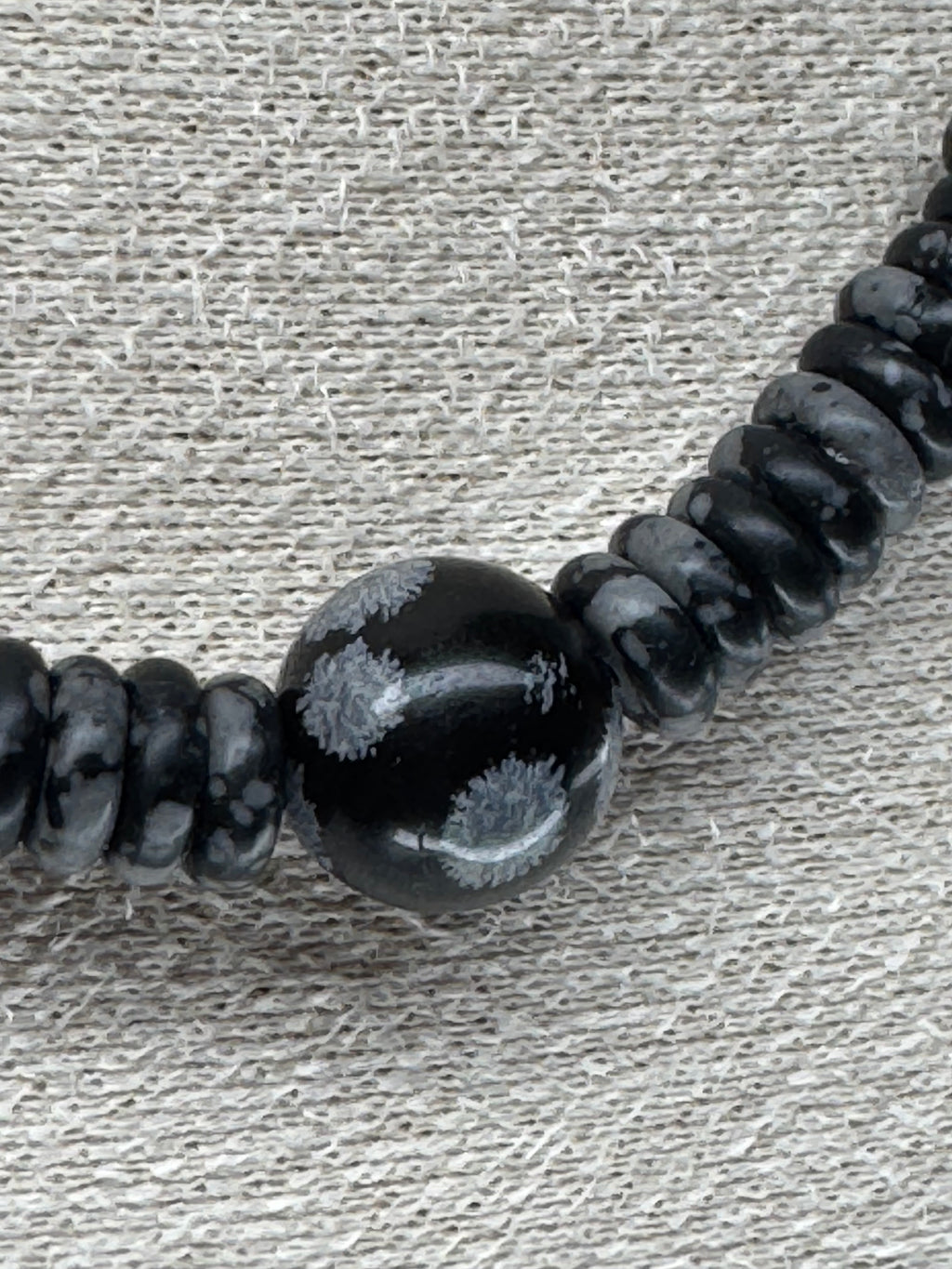 Snowflake Obsidian Heishi Necklace