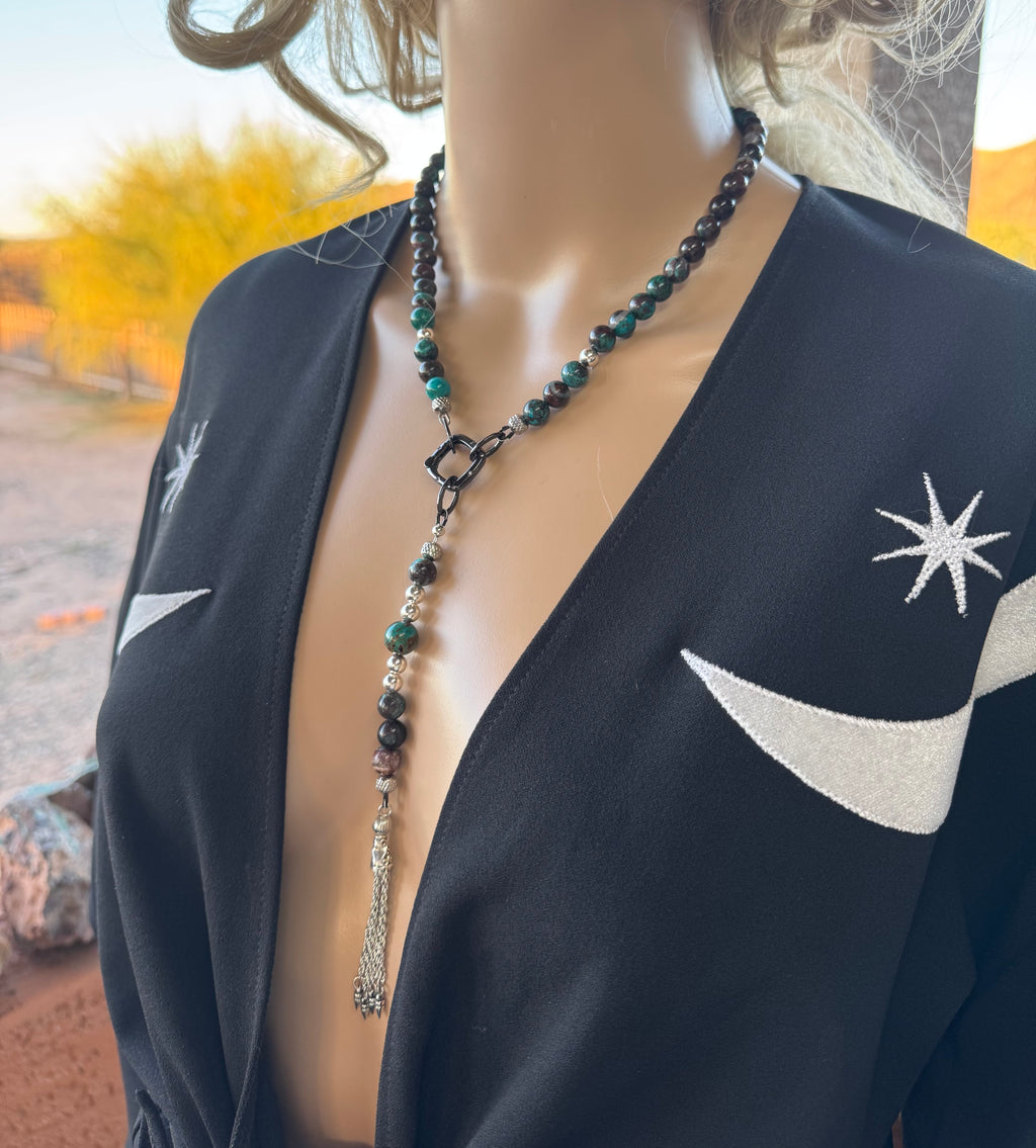 Natural Chrysocolla, Cuprite & Malachite Necklace