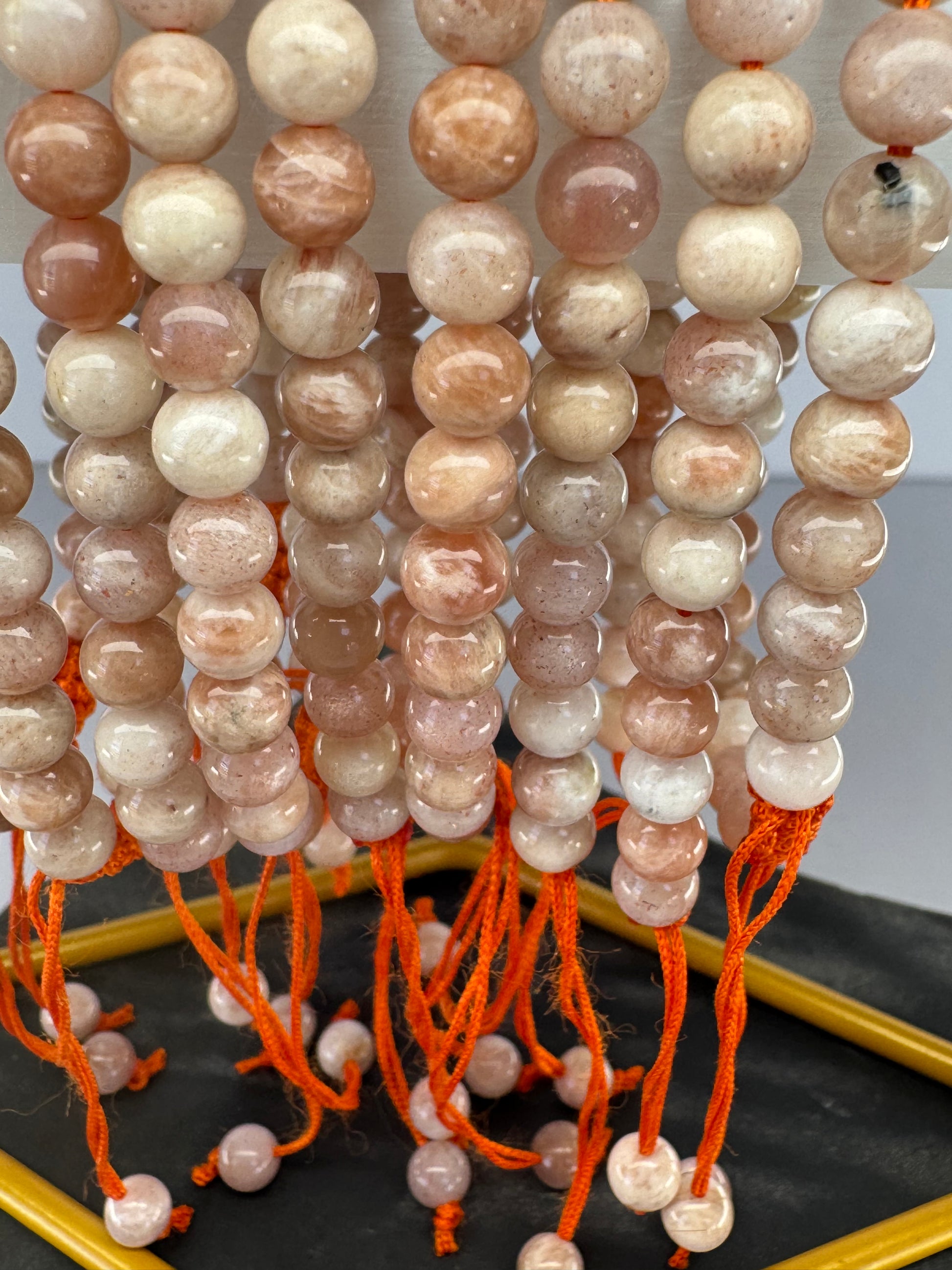 Peach Flashy Moonstone Adjustable Bracelet – 6mm Beads