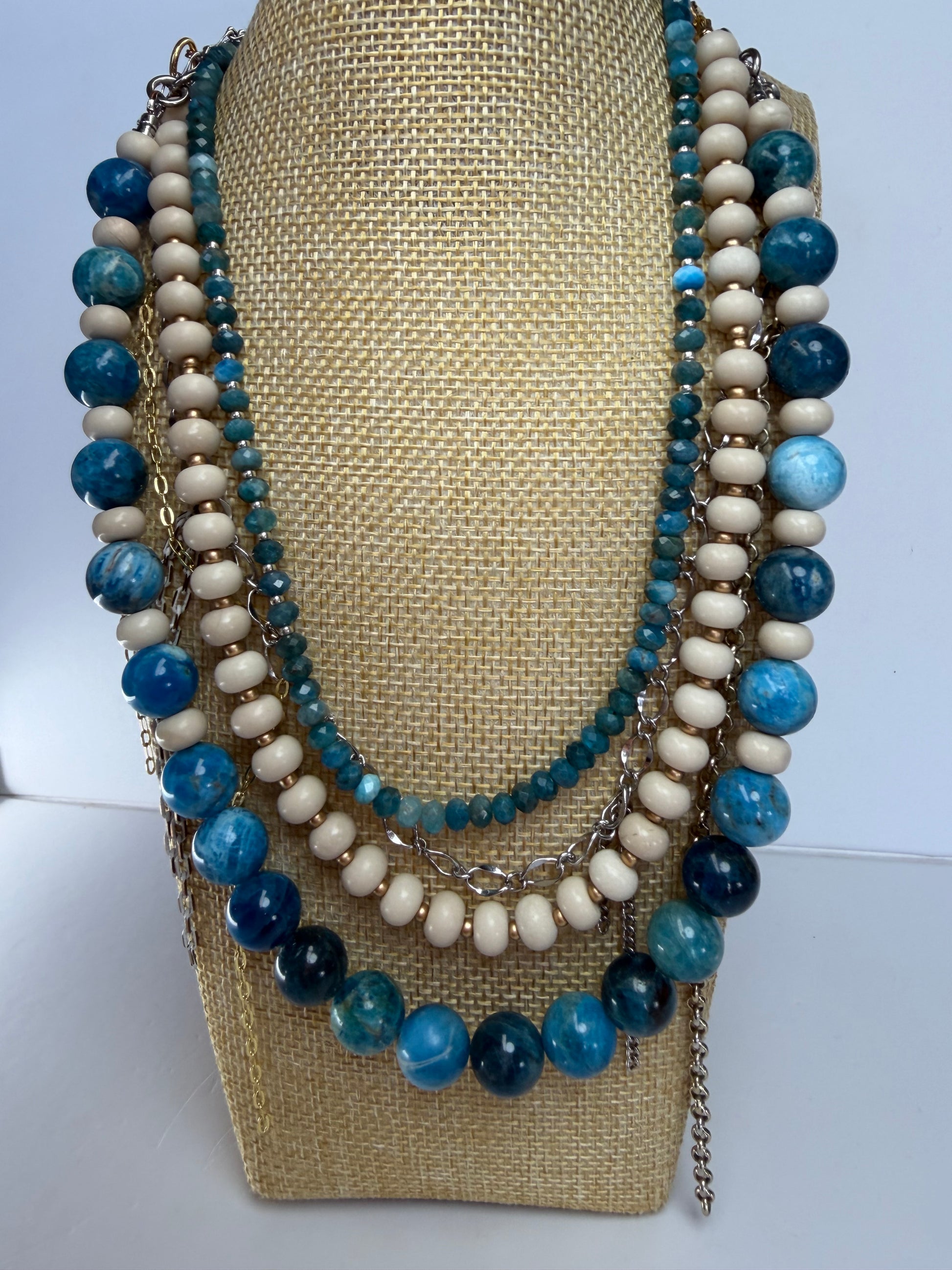 Blue Apatite & Bamboo Coral Evolve Necklace
