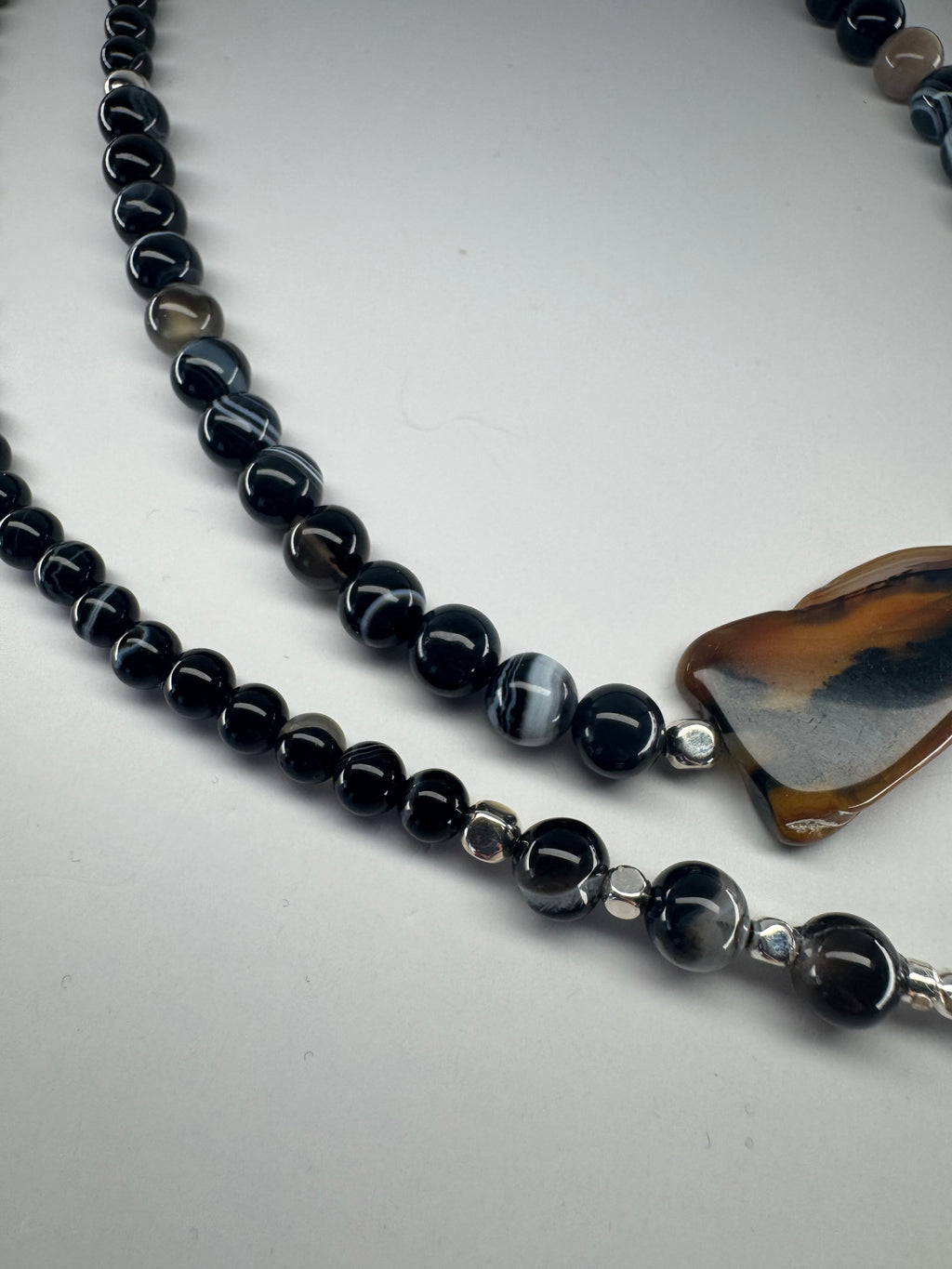 Black Botswana Agate Signature Wrap Necklace with Agate focal