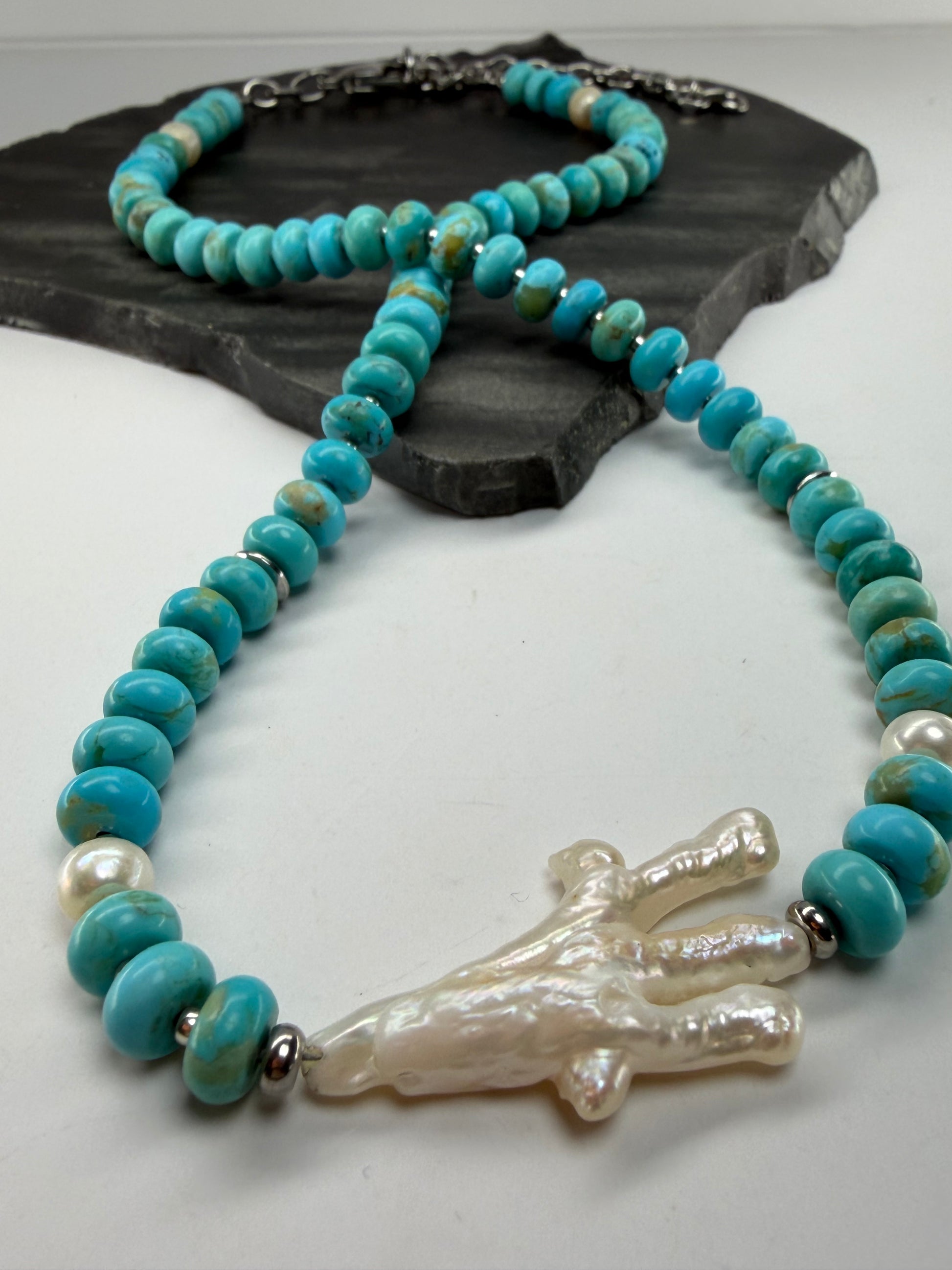 Kingman Rondel with Fresh Water Pearl