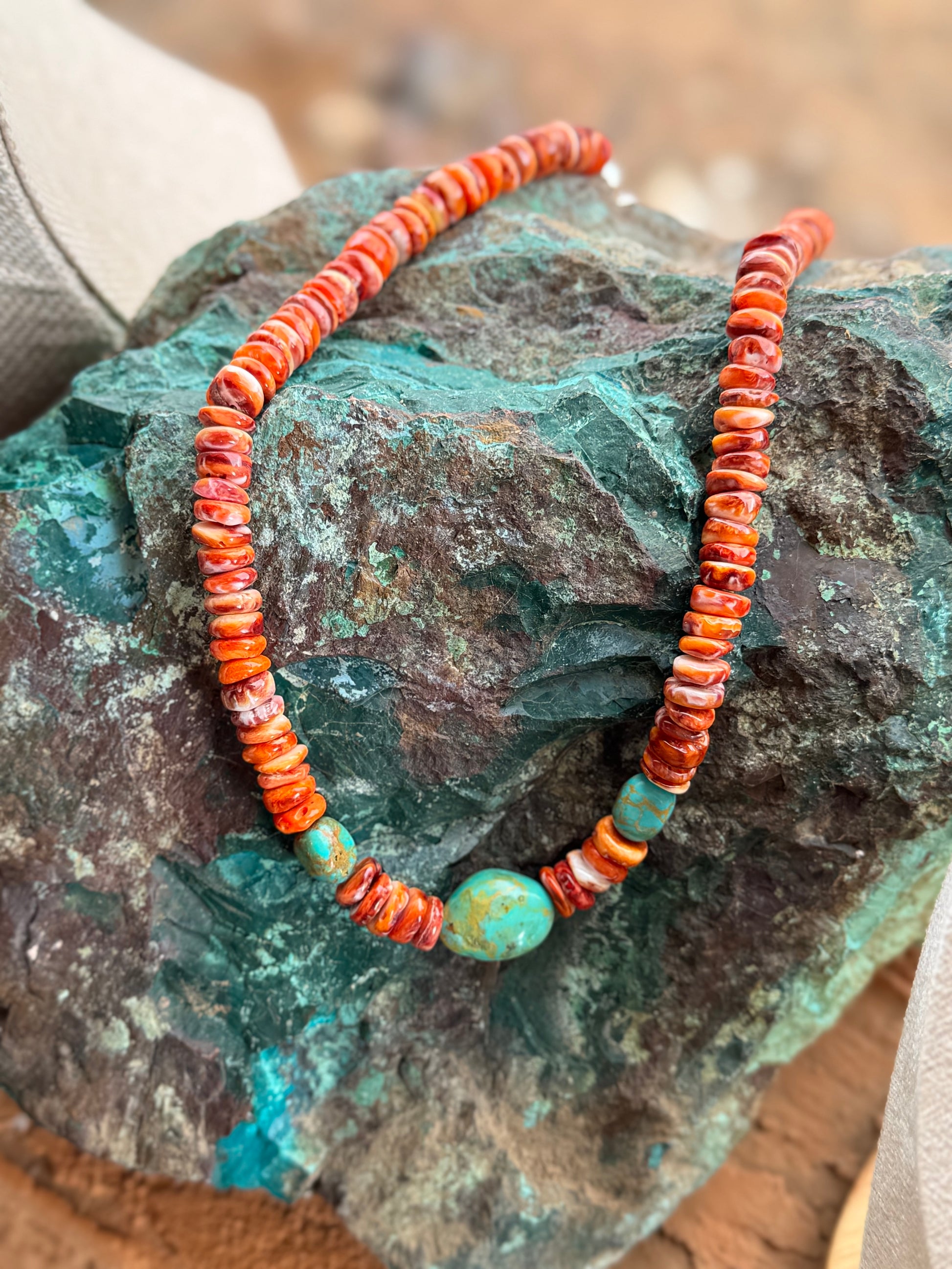 Spiny Oyster & Kingman Turquoise Necklace