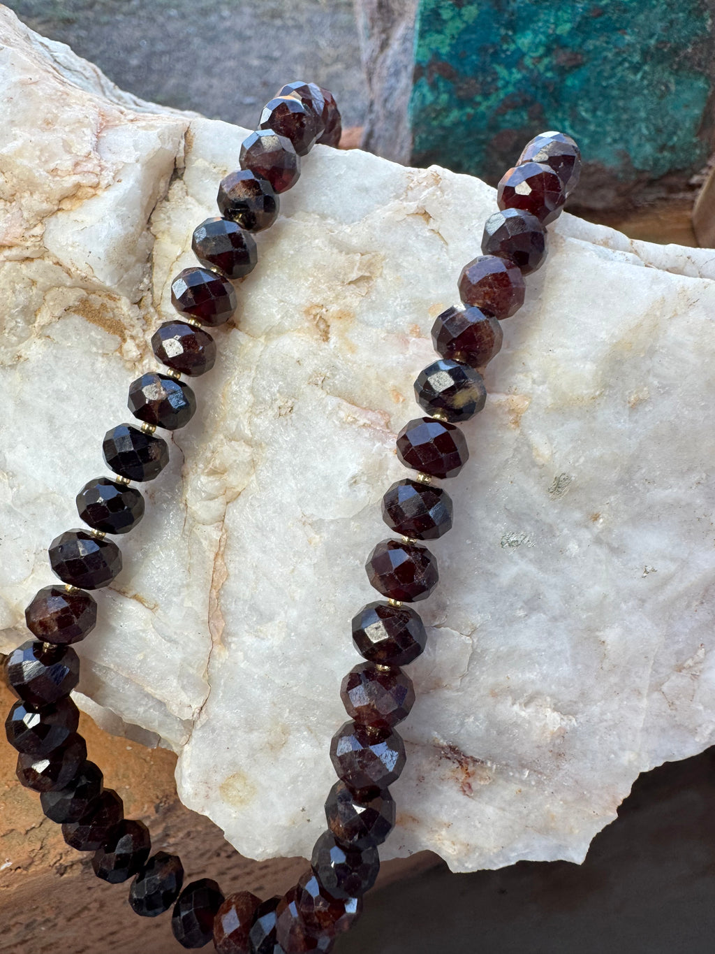 Faceted Garnet Necklace with Vermeil Gold Clasp