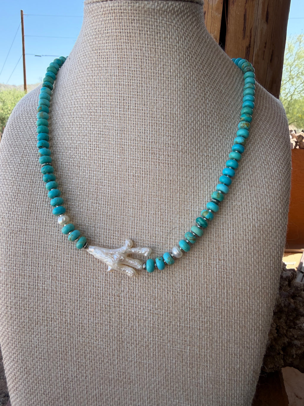 Kingman Rondel with Fresh Water Pearl