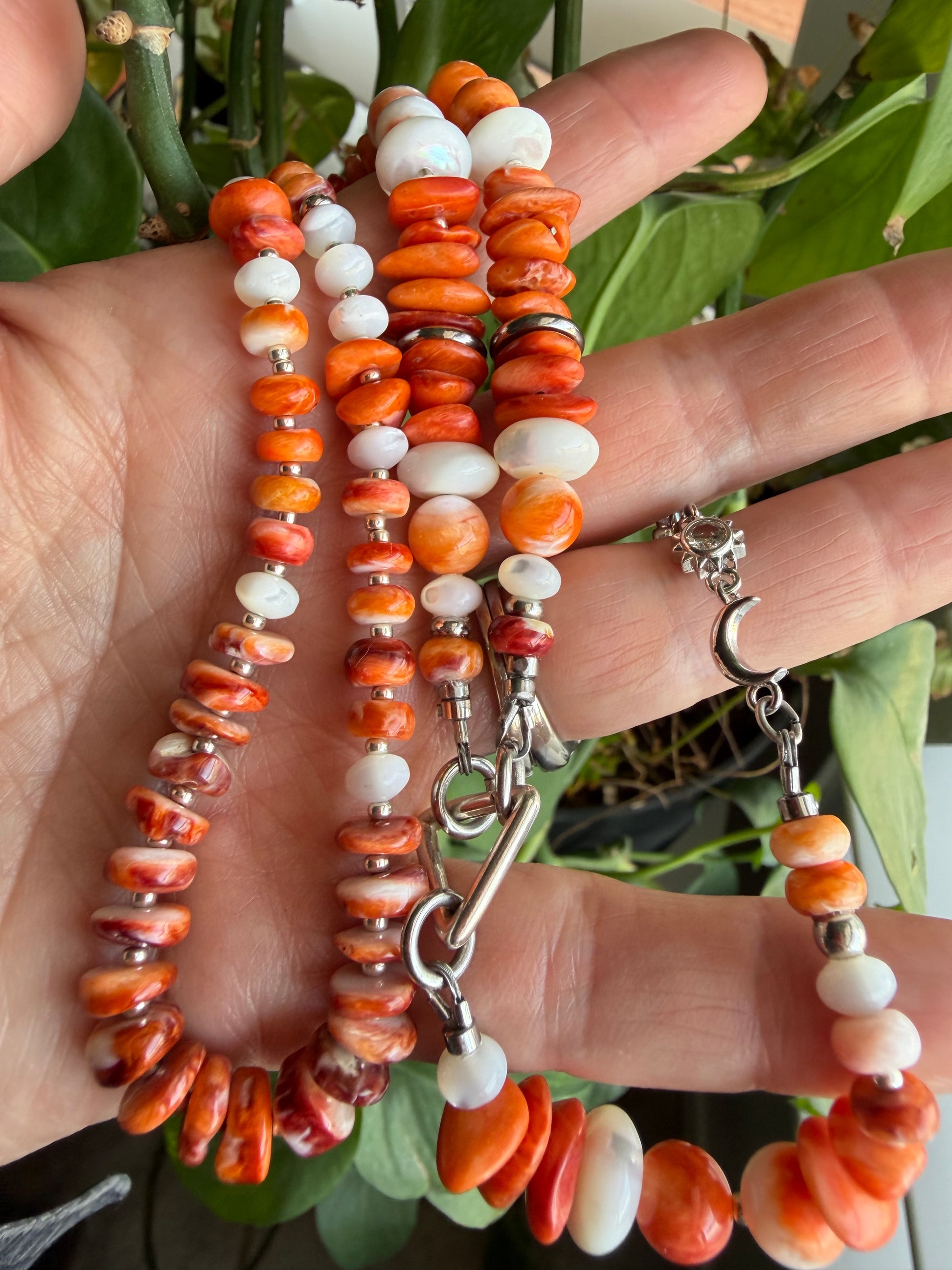 Baja Spiny Oyster & Mother of Pearl Necklace