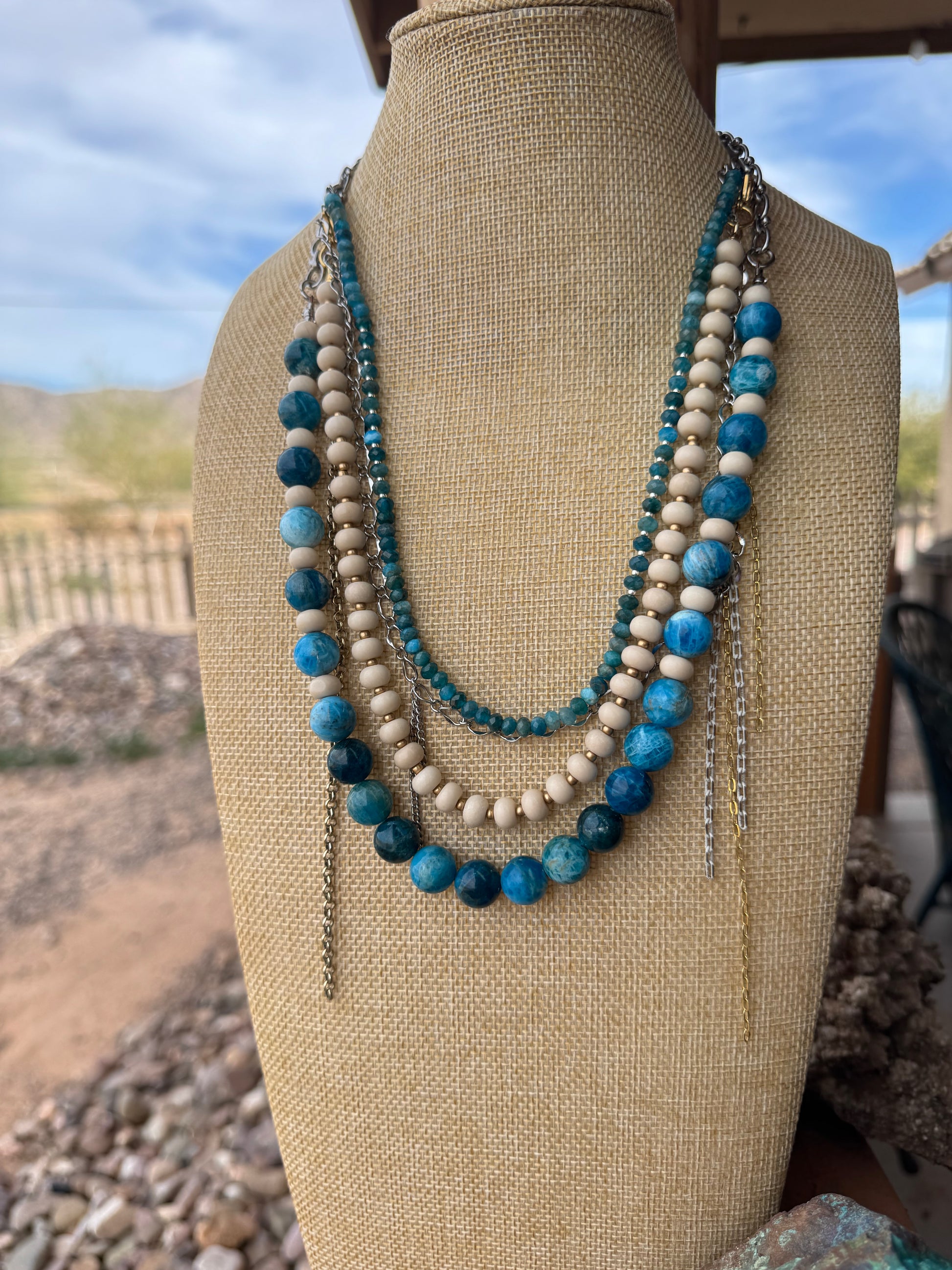 Blue Apatite & Bamboo Coral Evolve Necklace