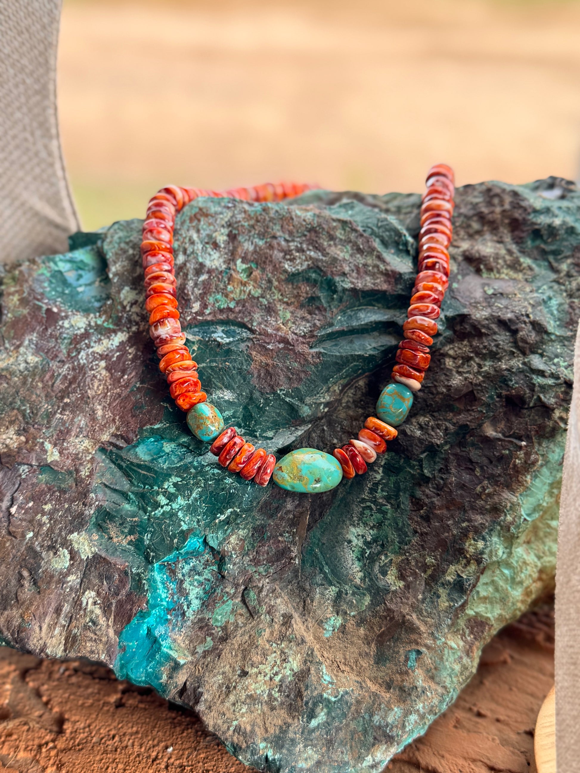 Spiny Oyster & Kingman Turquoise Necklace