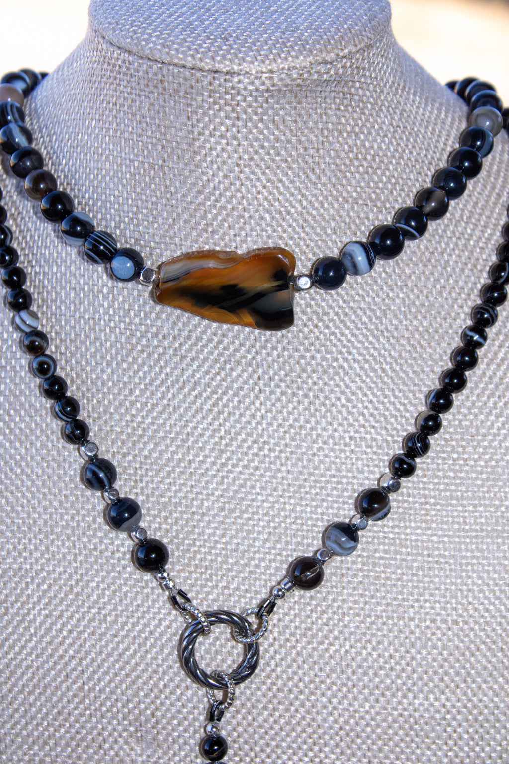 Black Botswana Agate Signature Wrap Necklace with Agate focal