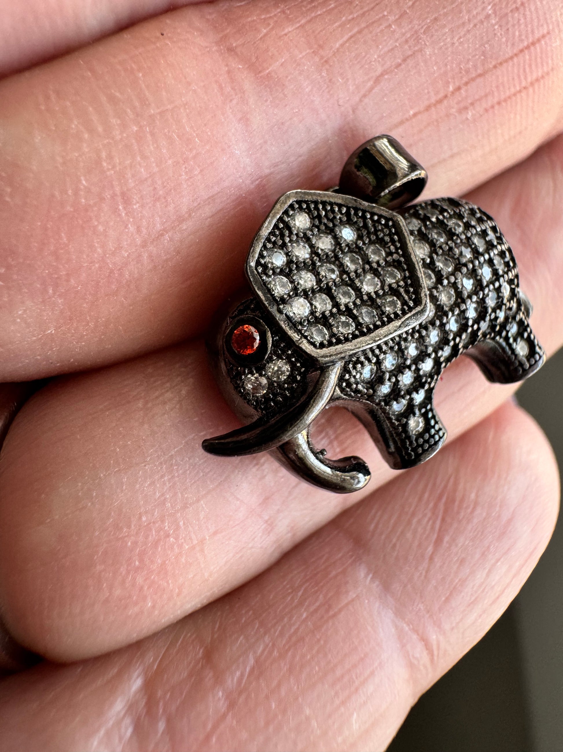 Black Elephant Charm Pendant