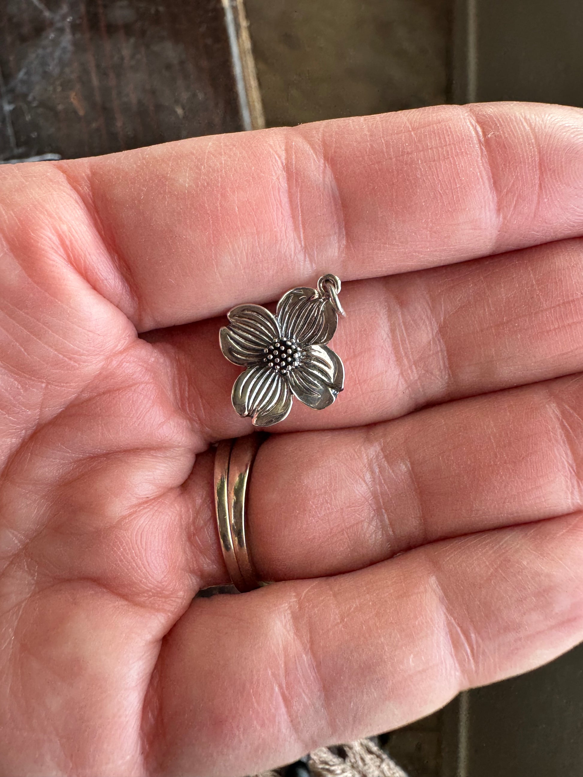 Sterling Silver Flower Charm Pendant