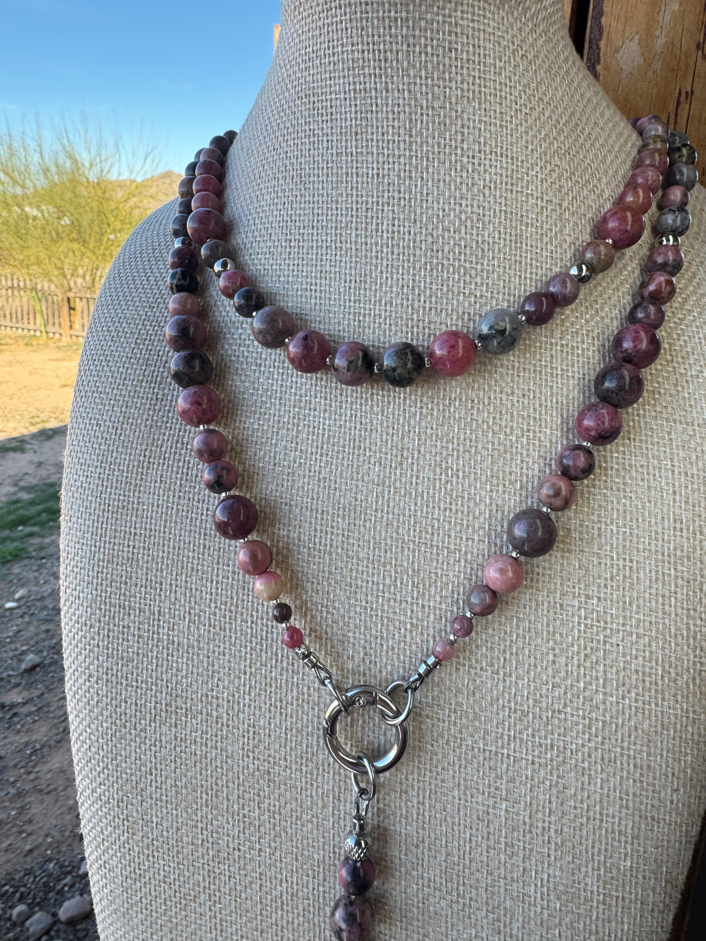 Rhodonite with Matrix Wrap Necklace