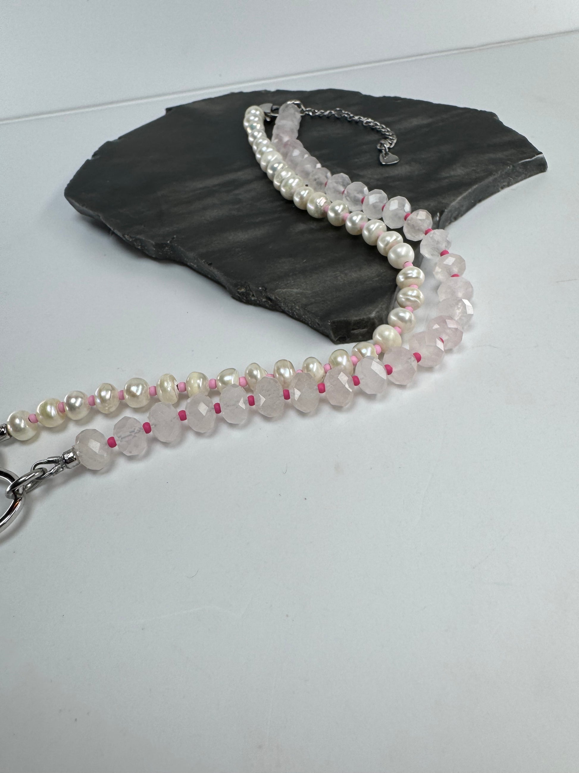 Rose Quartz and Freshwater Pearl Necklace