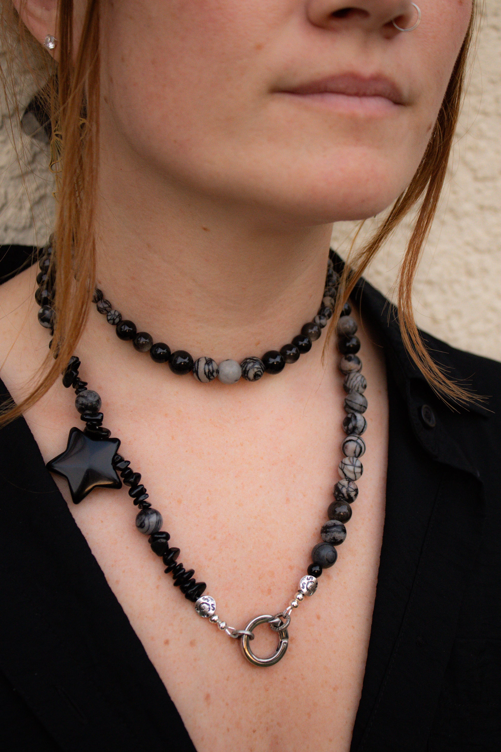 Spiderweb Jasper, Silver Sheen Obsidian - FREE BRACELET
