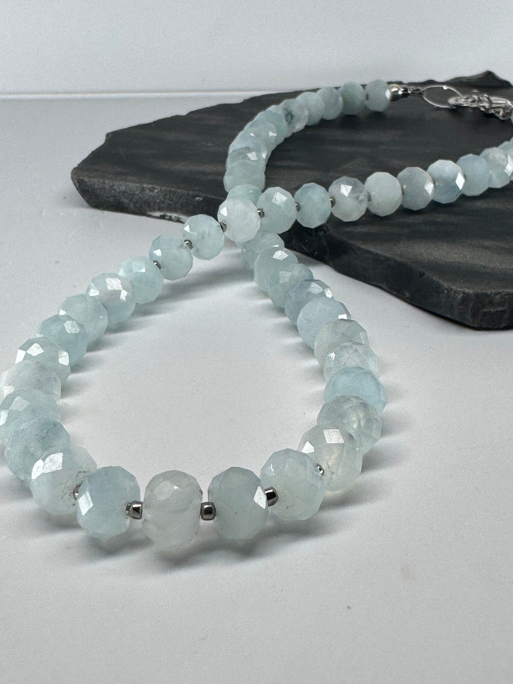 Faceted Aquamarine w/ Seed Beads Necklace
