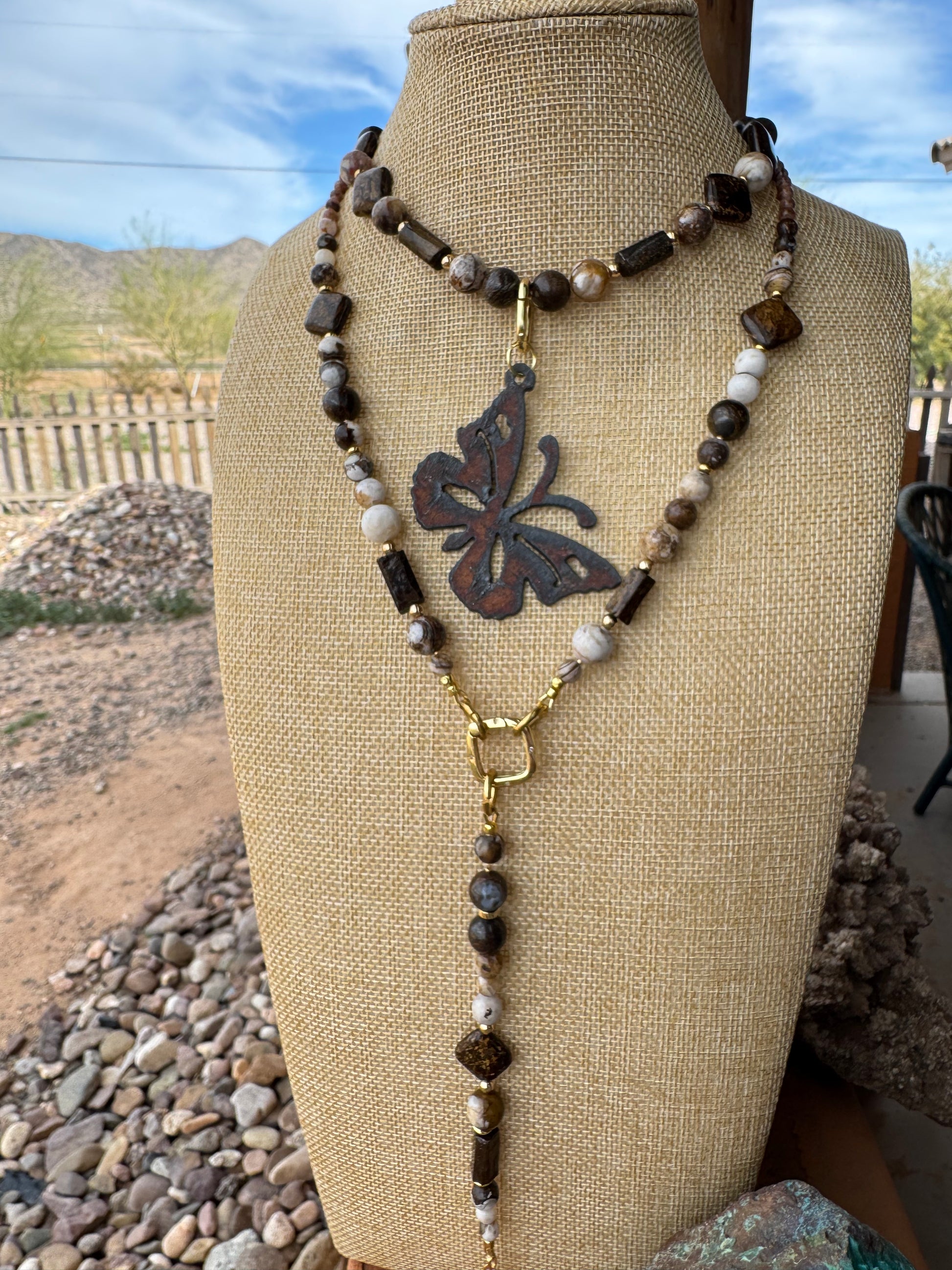 Coffee Jasper + Bronzite Signature Wrap Necklace