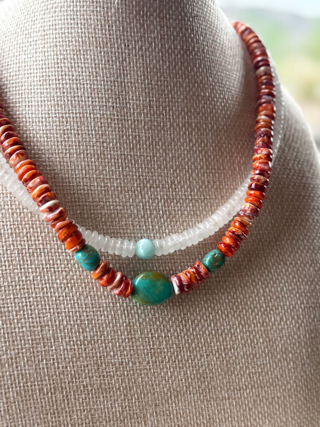 Spiny Oyster & Kingman Turquoise Necklace