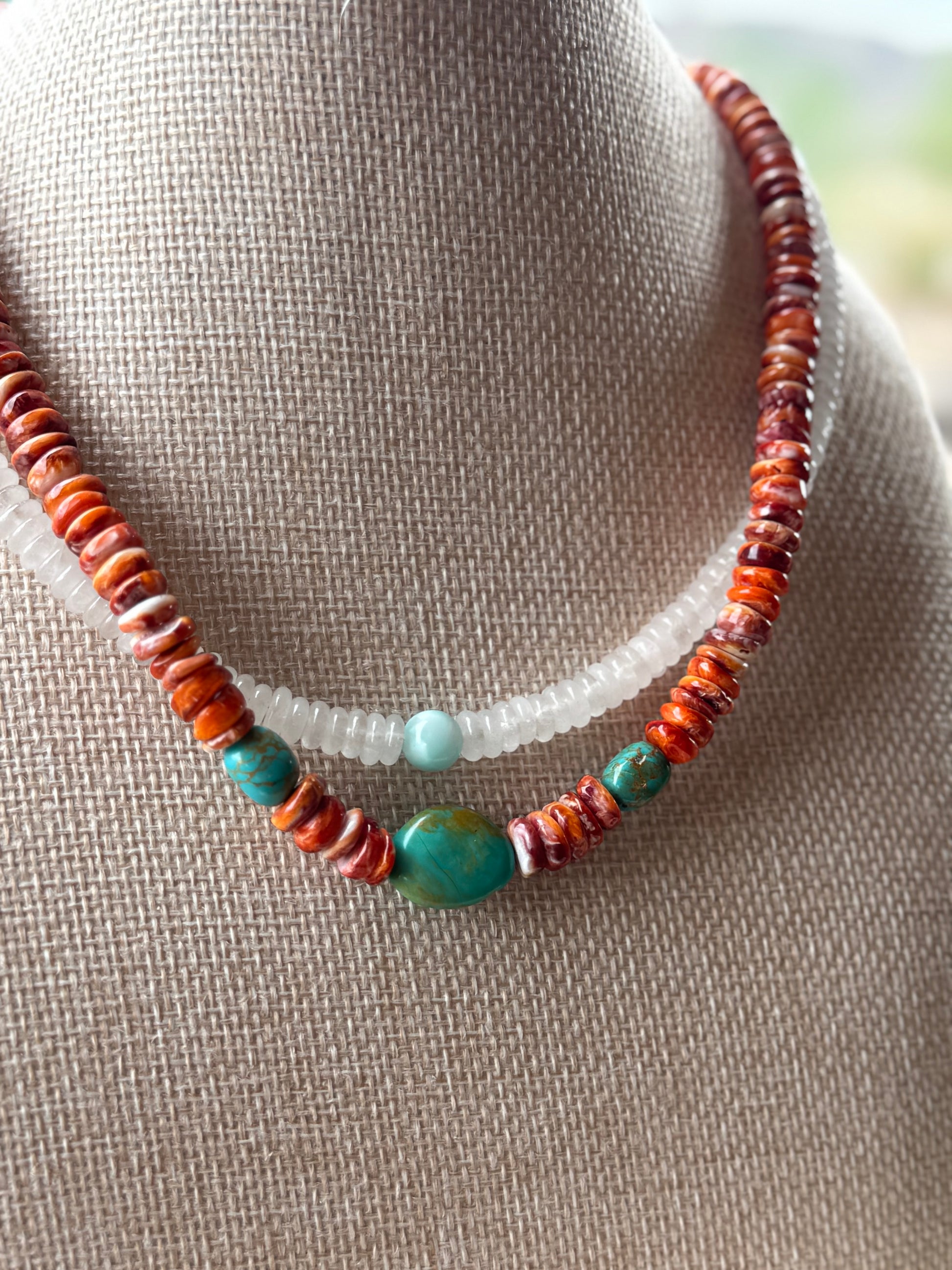 Spiny Oyster & Kingman Turquoise Necklace