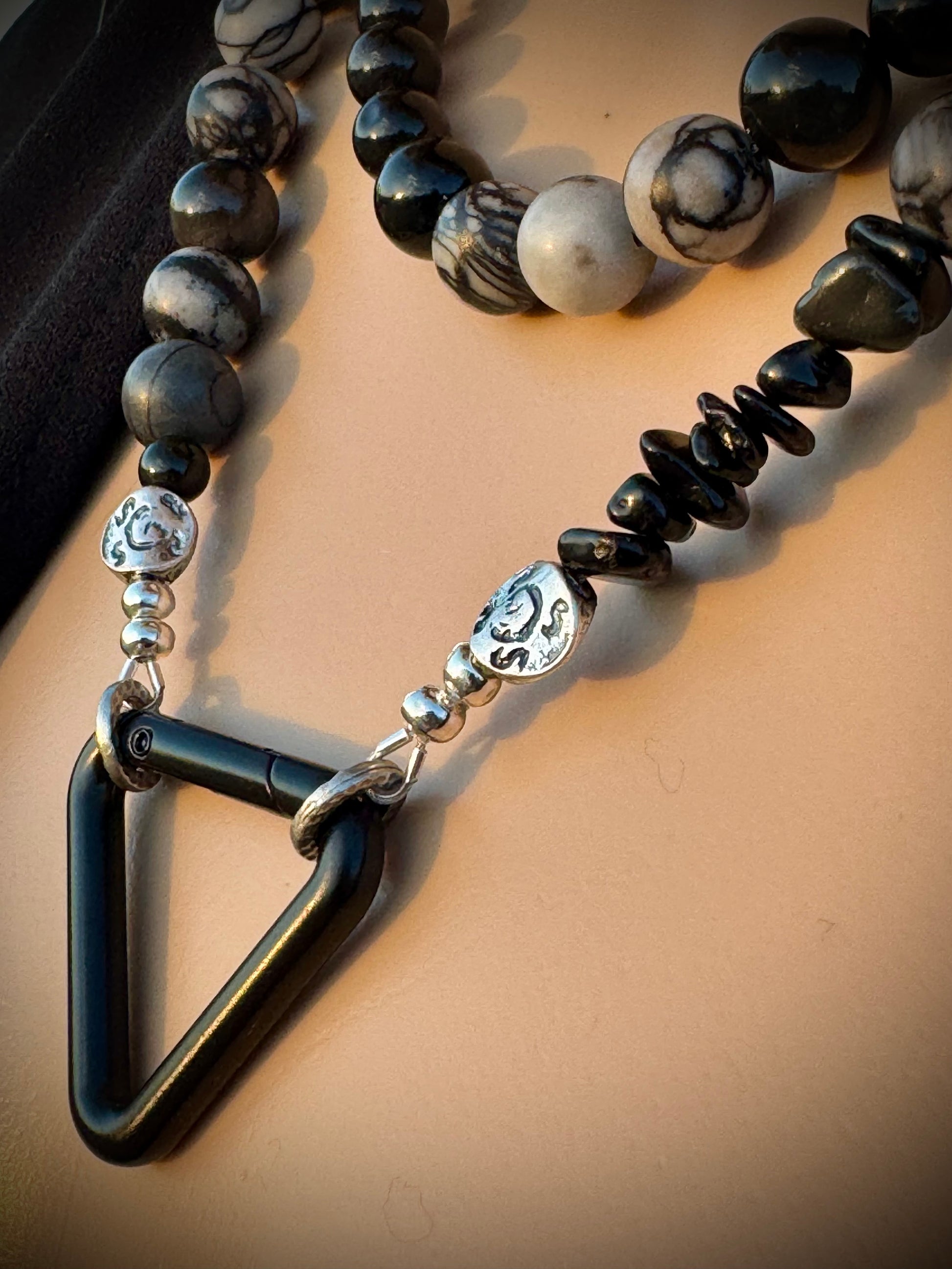 Spiderweb Jasper, Silver Sheen Obsidian - FREE BRACELET