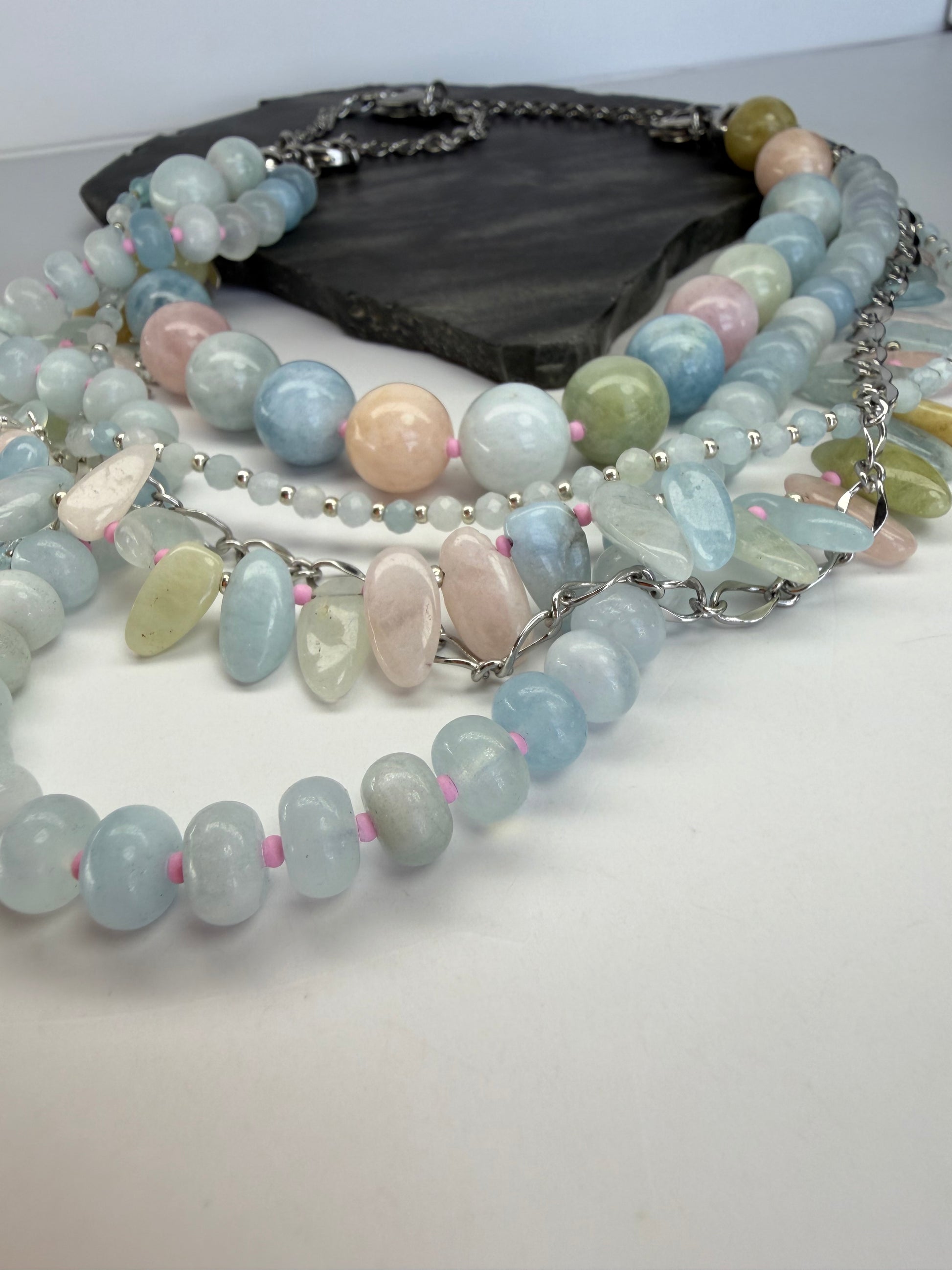 Aquamarine & Morganite Evolve Necklace