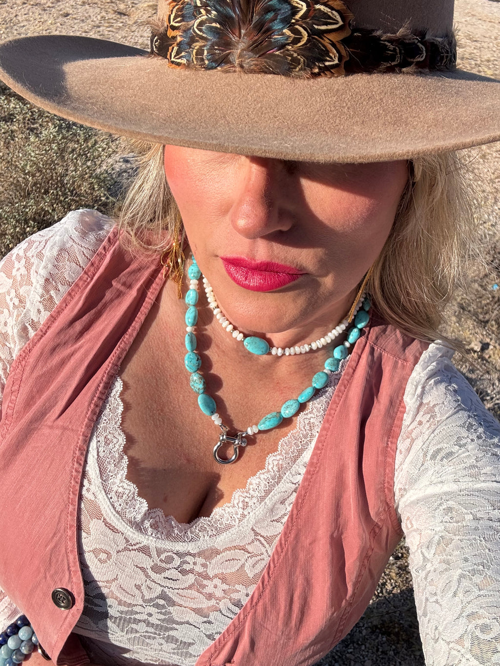 Kingman Turquoise & Baja Mother of Pearl Necklace