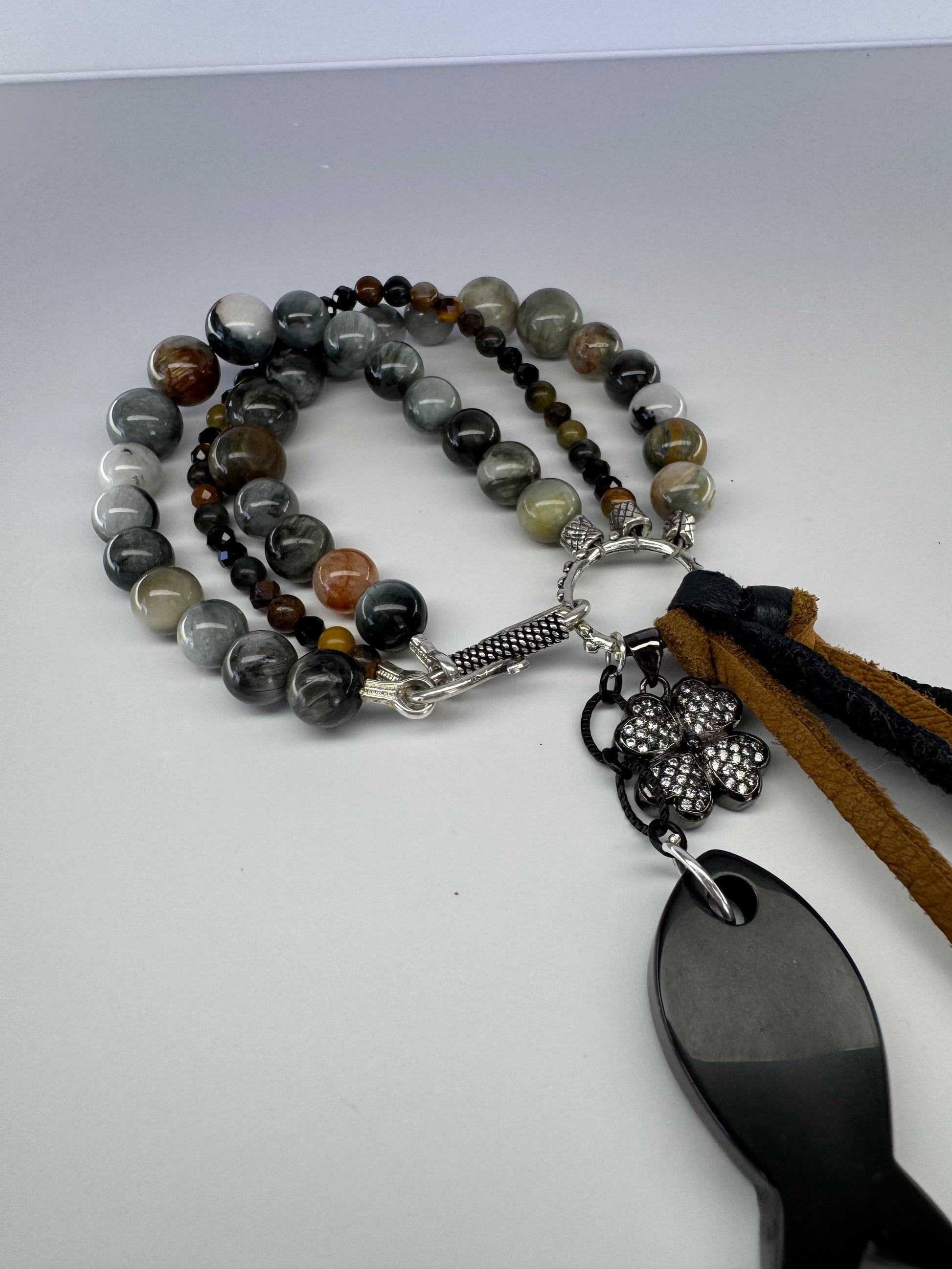 Eagle Eye & Tiger’s Eye Boho Multi Strand Bracelet