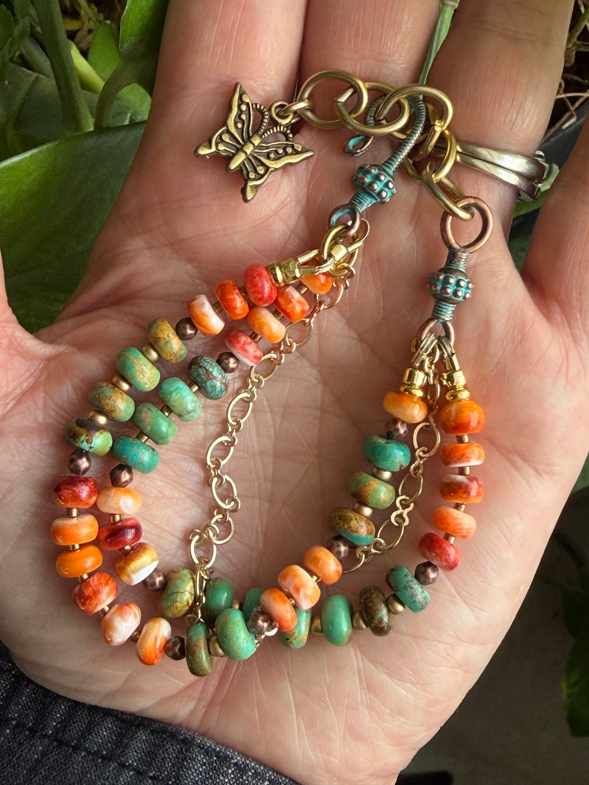 Kingman Turquoise & Spiny Oyster Bracelet