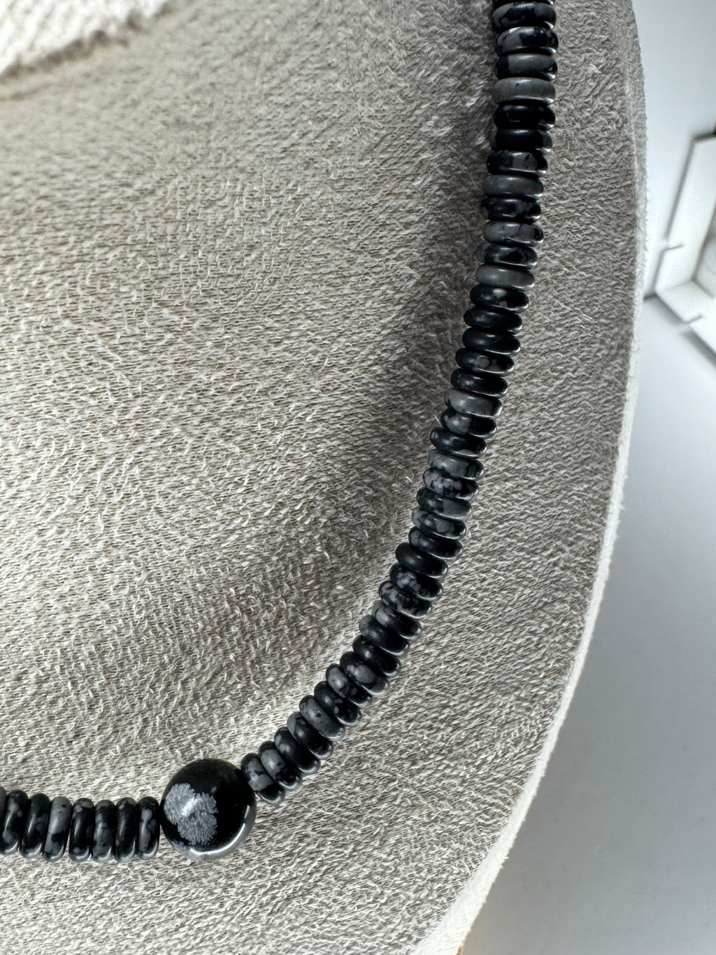 Snowflake Obsidian Heishi Necklace