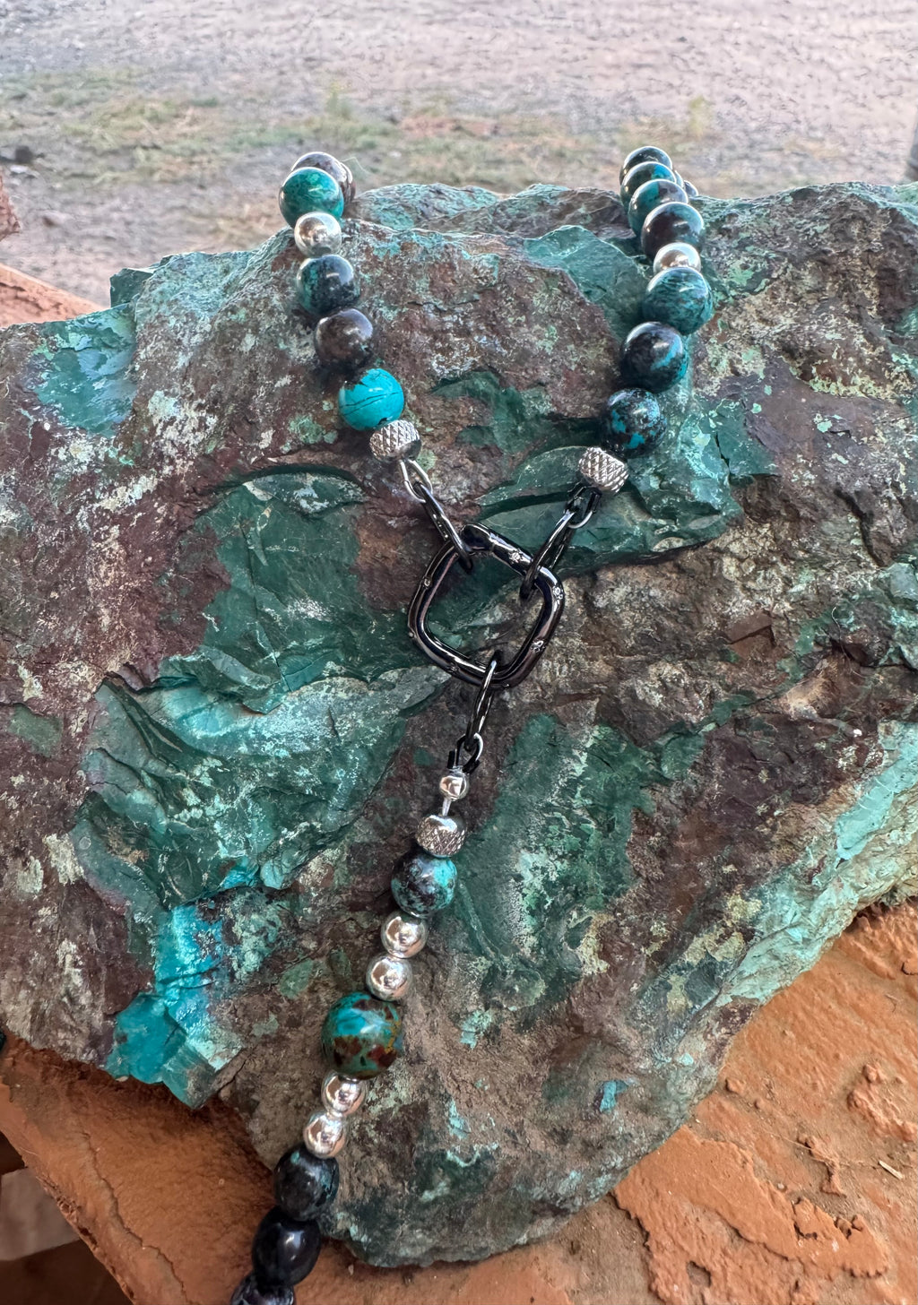 Natural Chrysocolla, Cuprite & Malachite Necklace