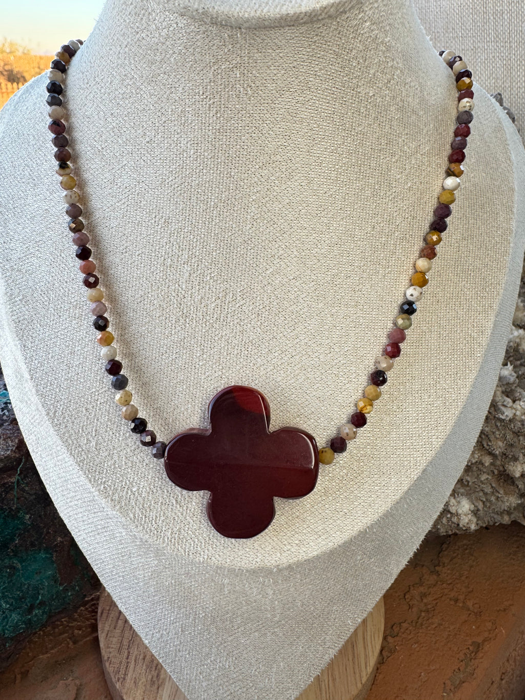 Natural Mookaite Clover Necklace