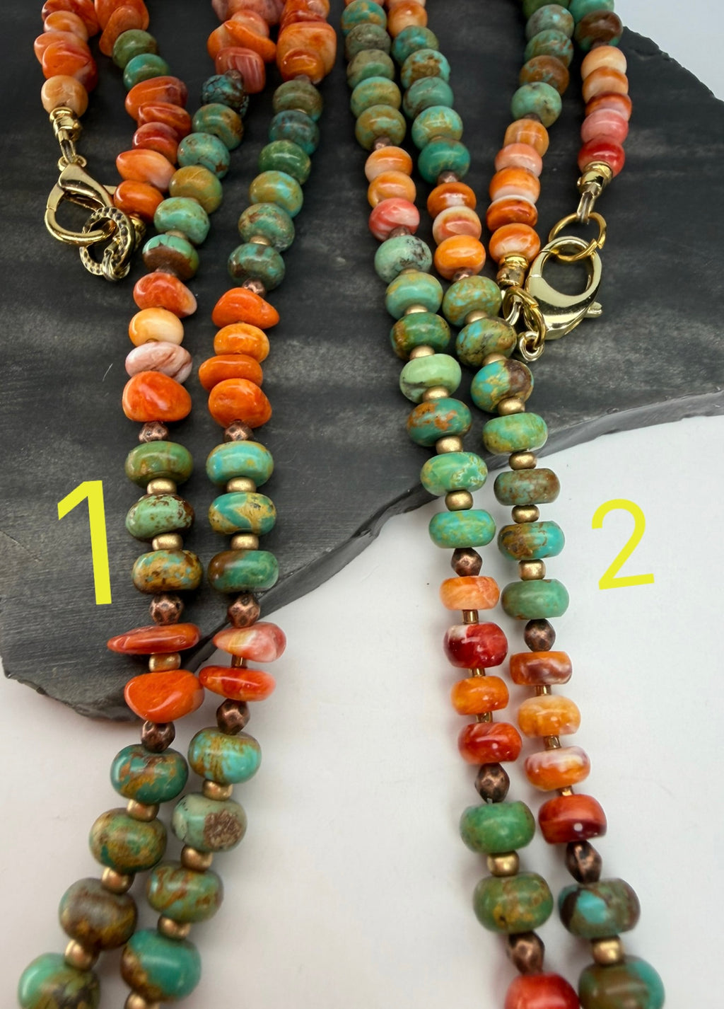 Kingman Turquoise & Spiny Oyster Necklace