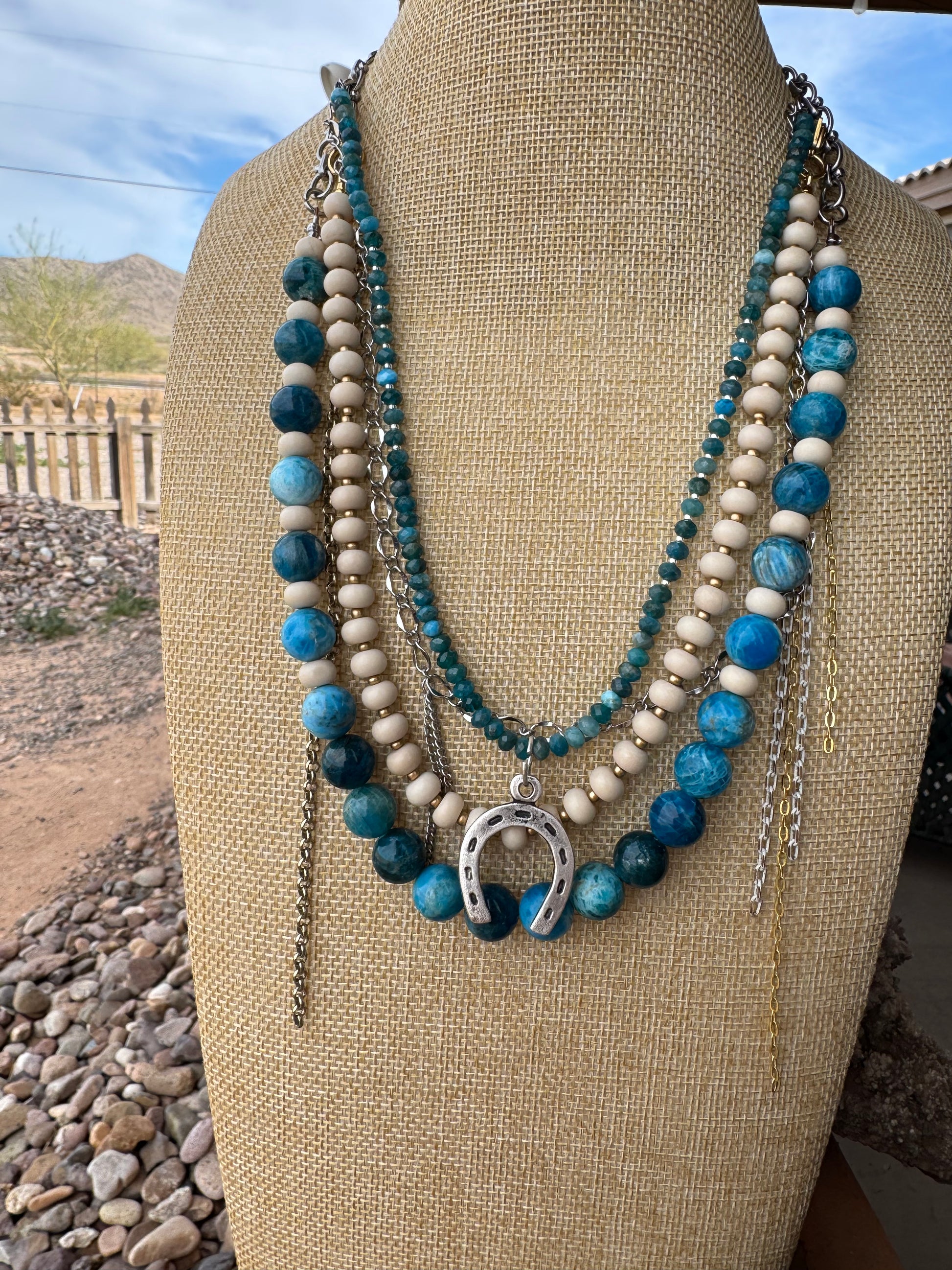 Blue Apatite & Bamboo Coral Evolve Necklace