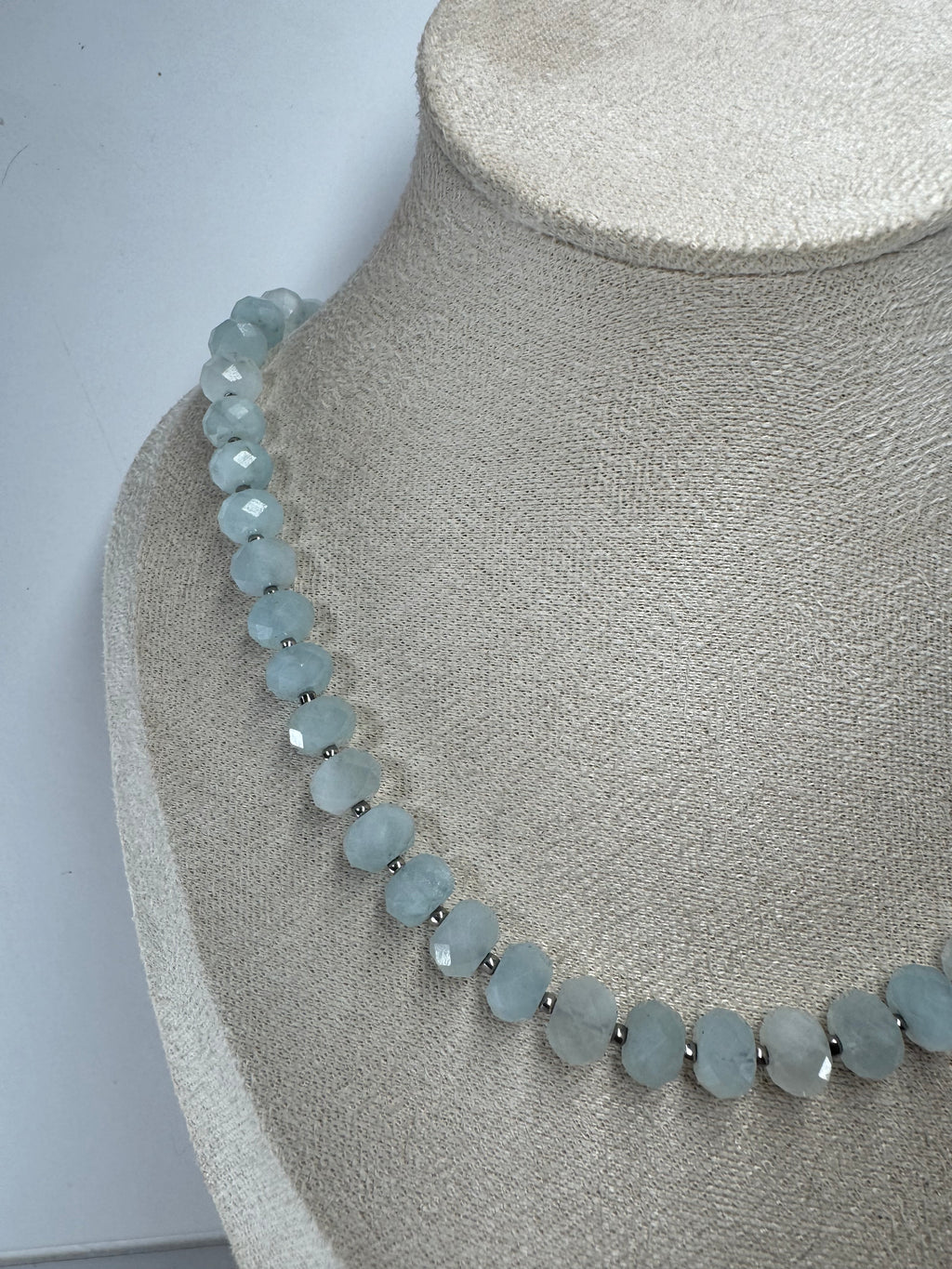 Faceted Aquamarine w/ Seed Beads Necklace