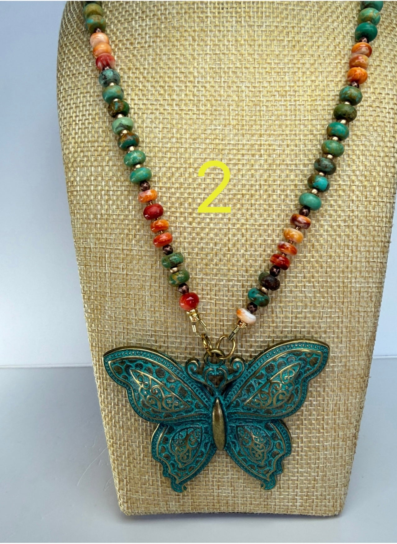 Kingman Turquoise & Spiny Oyster Necklace