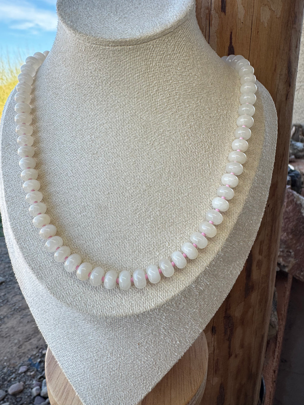 White Jade Rondel Necklace