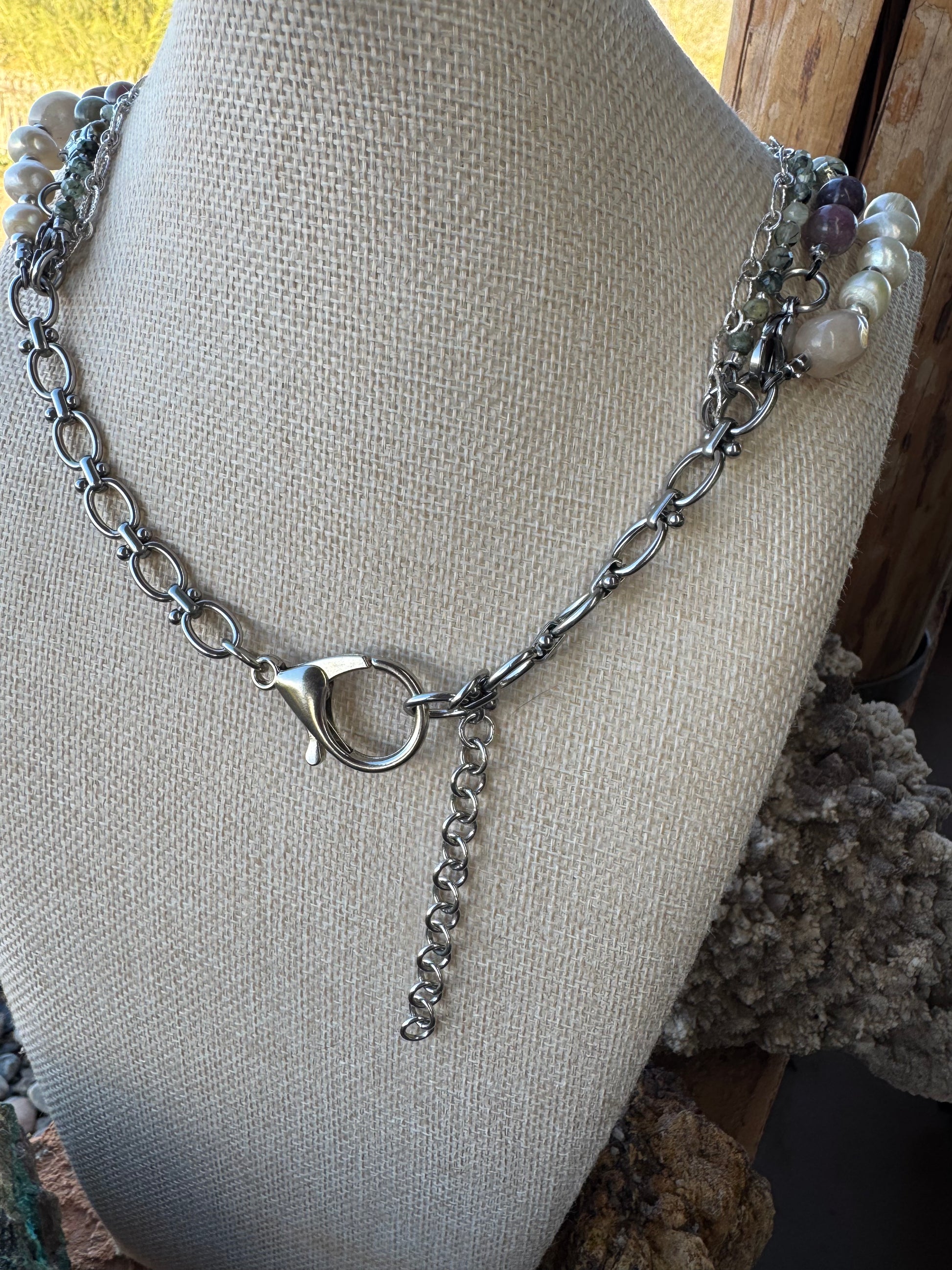 Morganite, Freshwater Pearl and Tourmaline Convertible Necklace