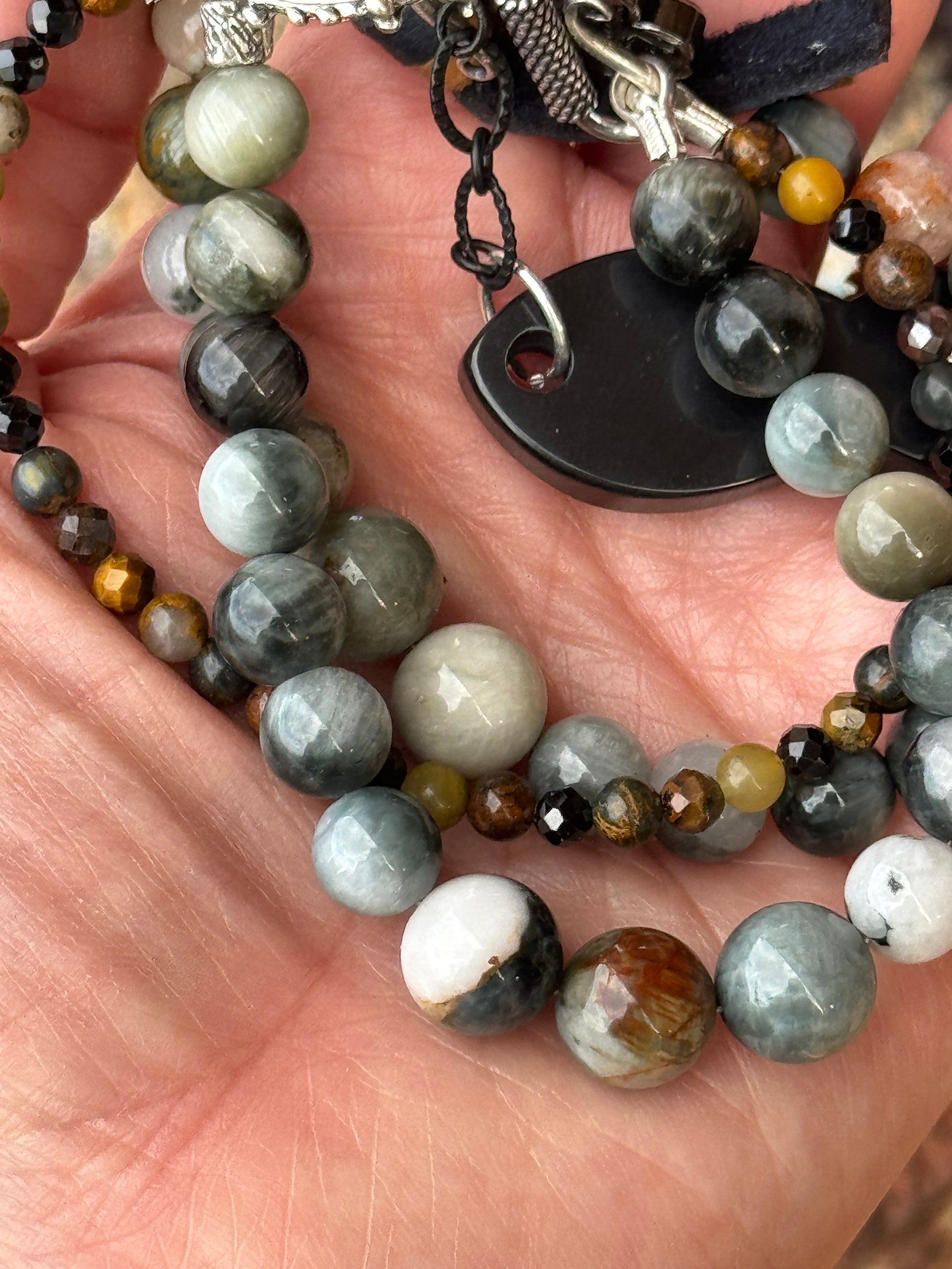 Eagle Eye & Tiger’s Eye Boho Multi Strand Bracelet